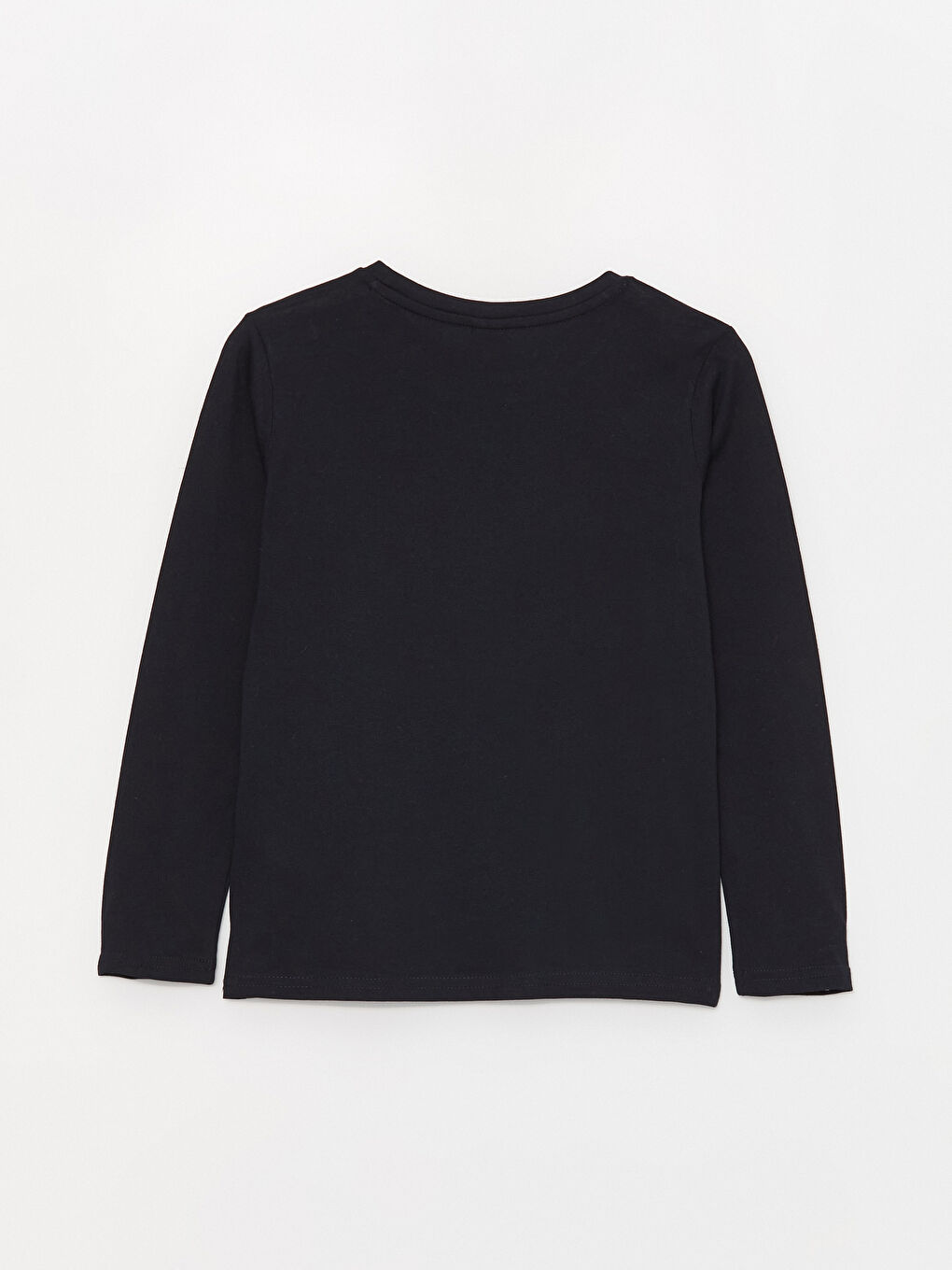 Lacivert Bisiklet Yaka Baskılı Uzun Kollu Erkek Çocuk Tişört-4