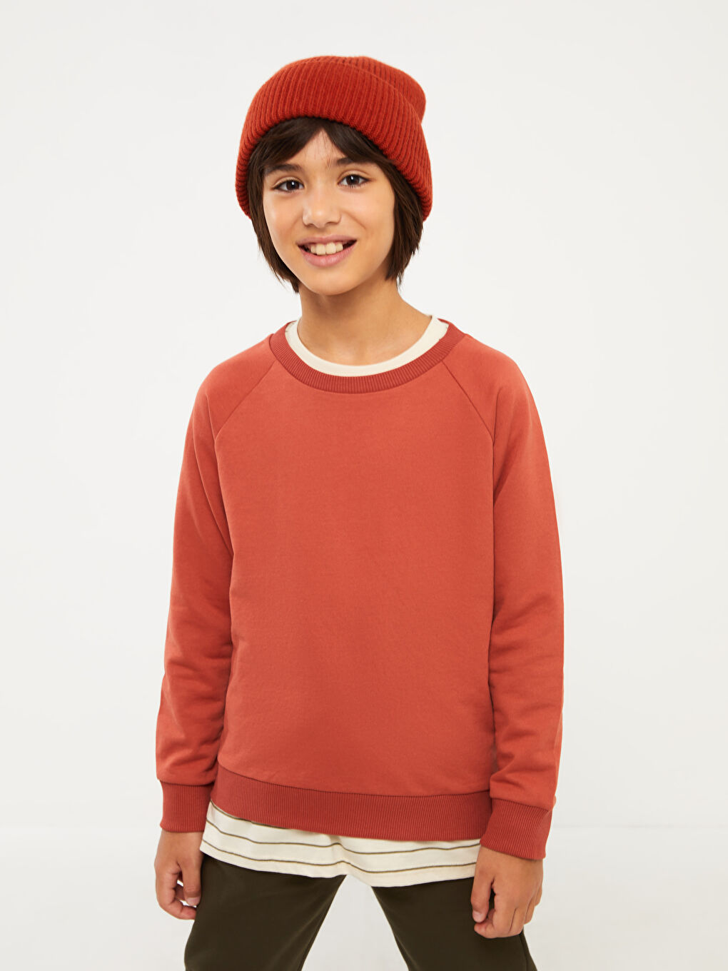 Turuncu Bisiklet Yaka Basic Uzun Kollu Erkek Çocuk Tişört