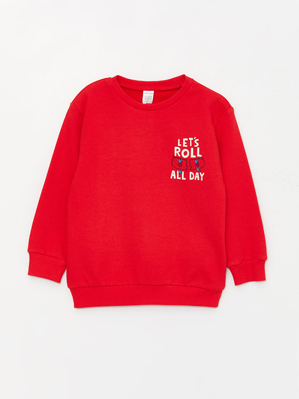 LCW baby Canlı Turuncu Bisiklet Yaka Baskılı Erkek Bebek Sweatshirt