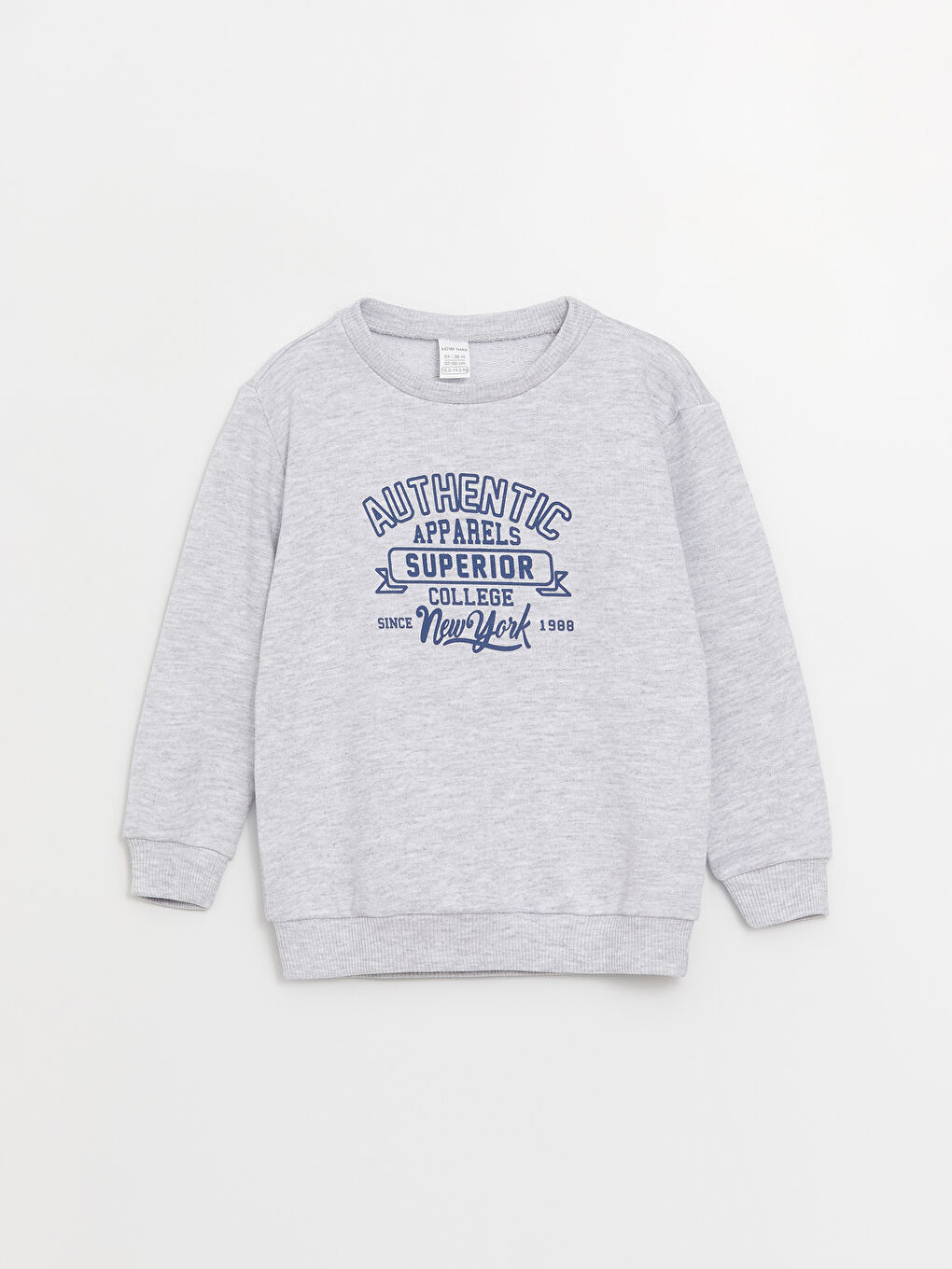 Beyaz Bisiklet Yaka Uzun Kollu Baskılı Erkek Bebek Sweatshirt