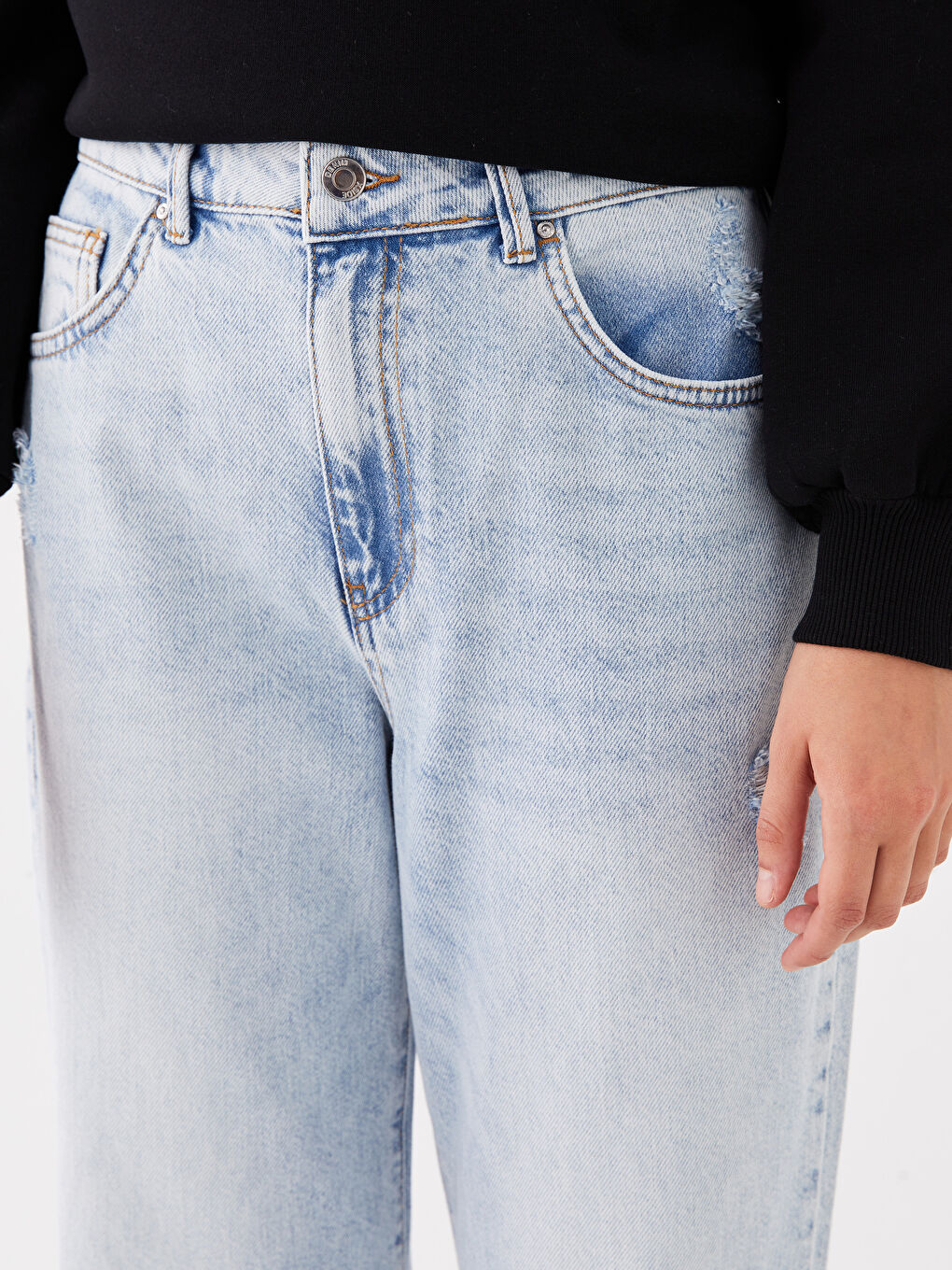 Mavi Yüksek Bel Straight Fit Kadın Jean Pantolon-4