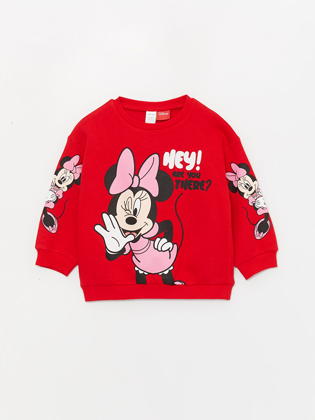 Crew Neck Long Sleeve Minnie Mouse Printed Baby Girls' Sweatshirt
