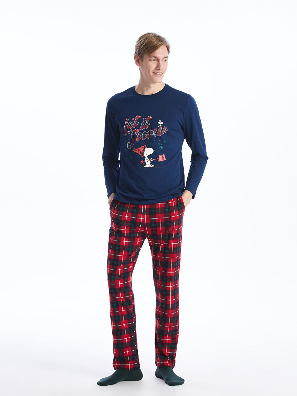 LC WAIKIKI Regulär Geschnittenes Snoopy Bedrucktes Pyjama-Set für Herren -W3HH15Z8-LSJ