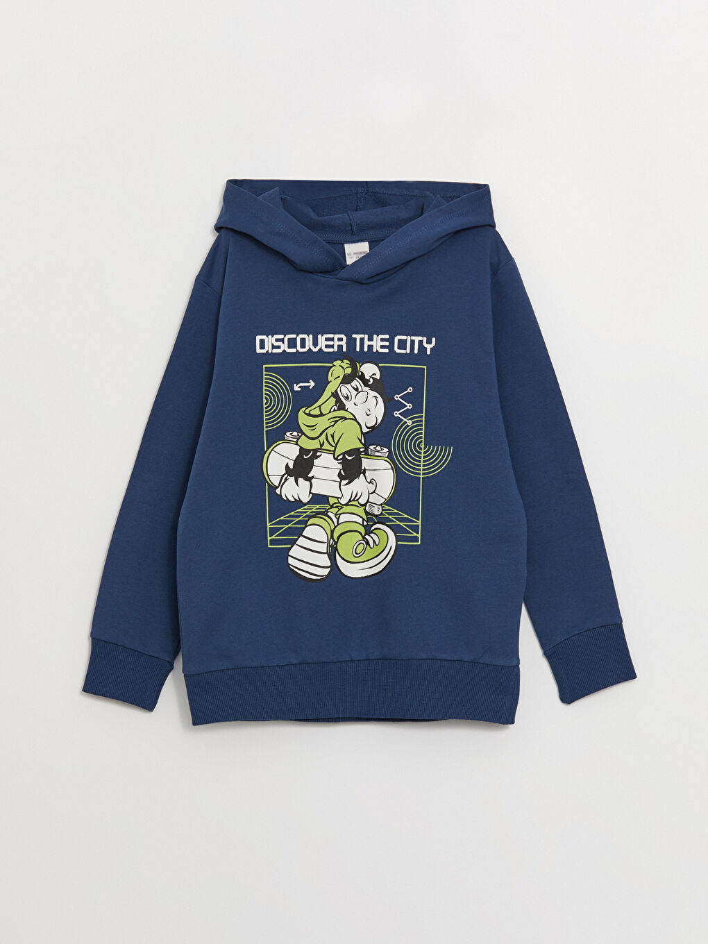 LCW Kids İndigo Nostaljik Maymun Baskılı Erkek Çocuk Sweatshirt