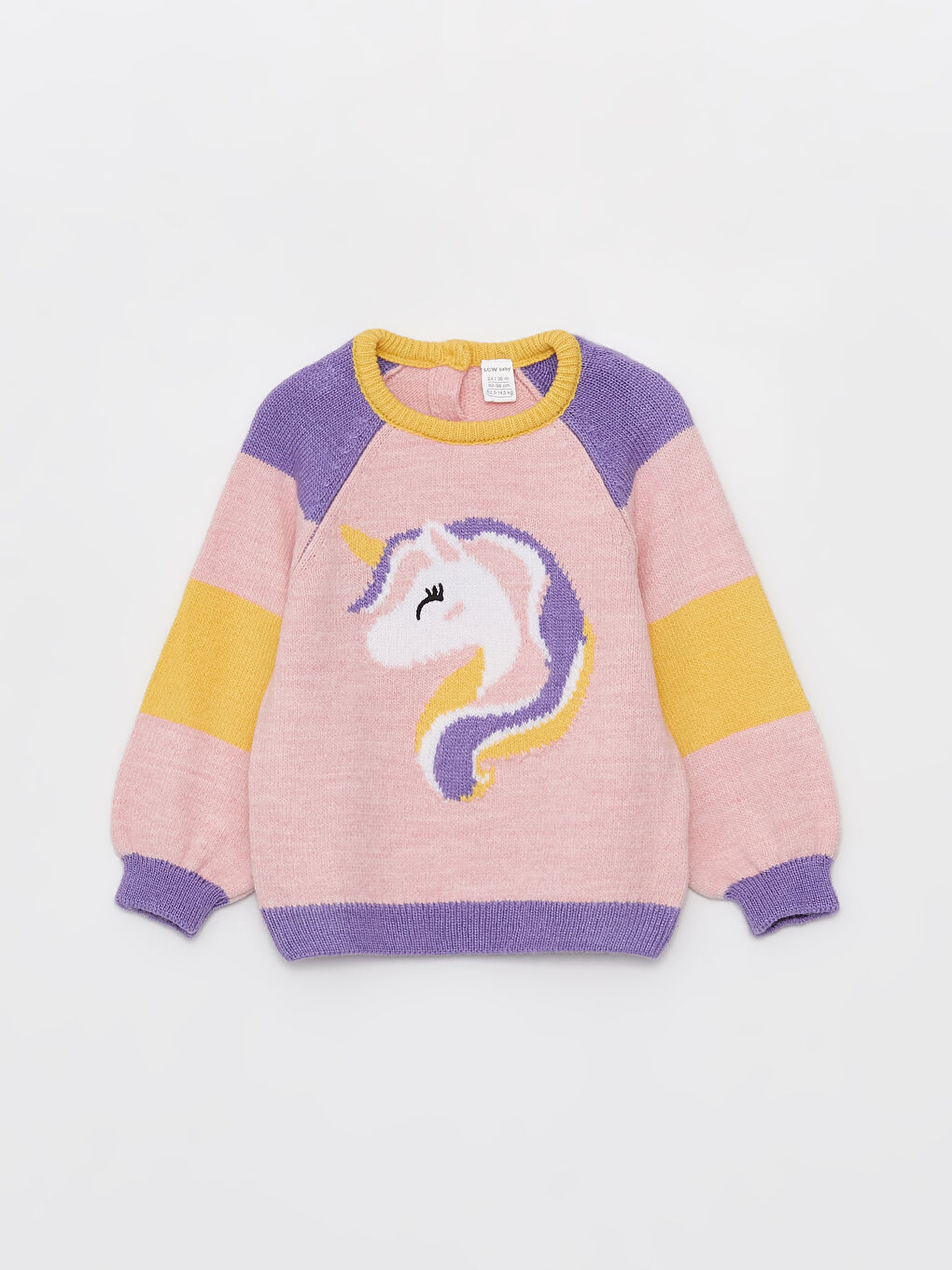 Pembe Bisiklet Yaka Desenli Triko Kız Çocuk Kazak