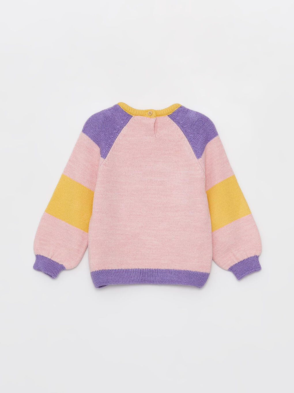 Pembe Bisiklet Yaka Desenli Triko Kız Çocuk Kazak-1