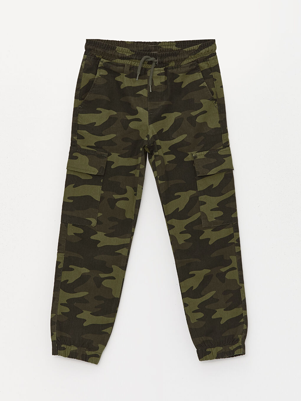 Haki Beli Lastikli Kamuflaj Desenli Erkek Çocuk Kargo Pantolon-2