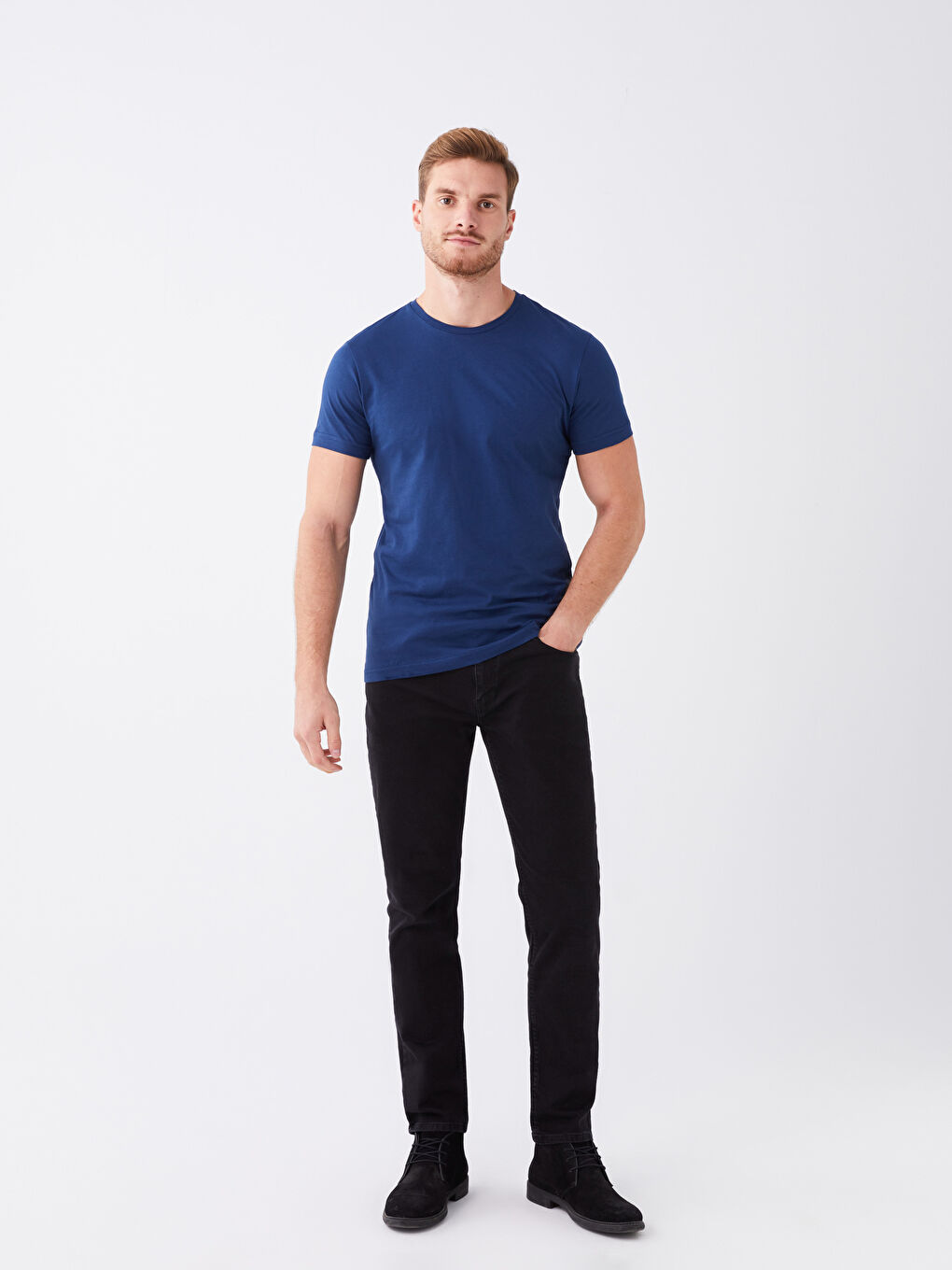 İndigo Bisiklet Yaka Kısa Kollu Erkek Tişört-1