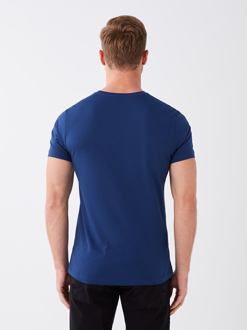 İndigo Bisiklet Yaka Kısa Kollu Erkek Tişört-4