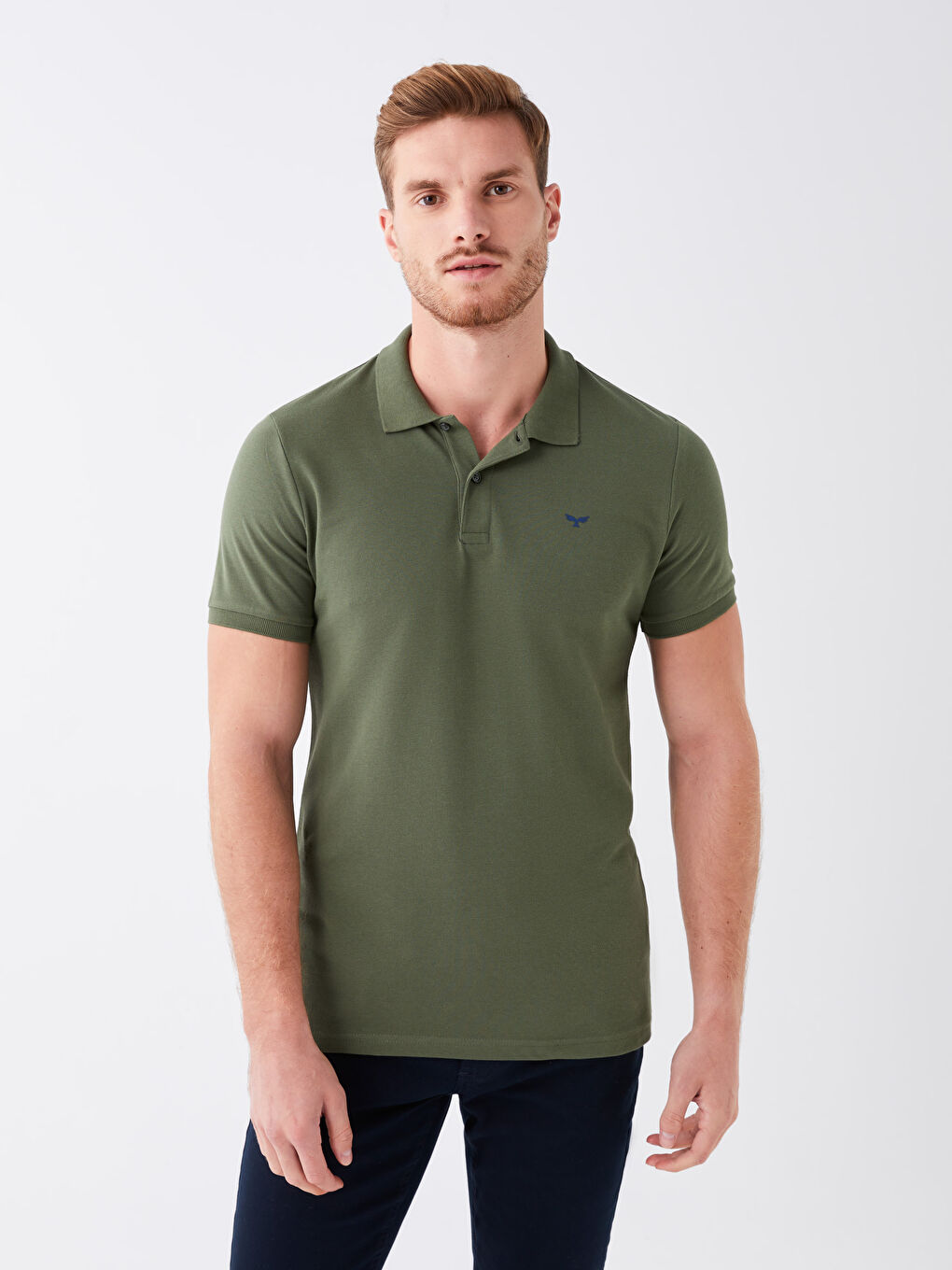 Yeşil Polo Yaka Kısa Kollu Pike Erkek Tişört
