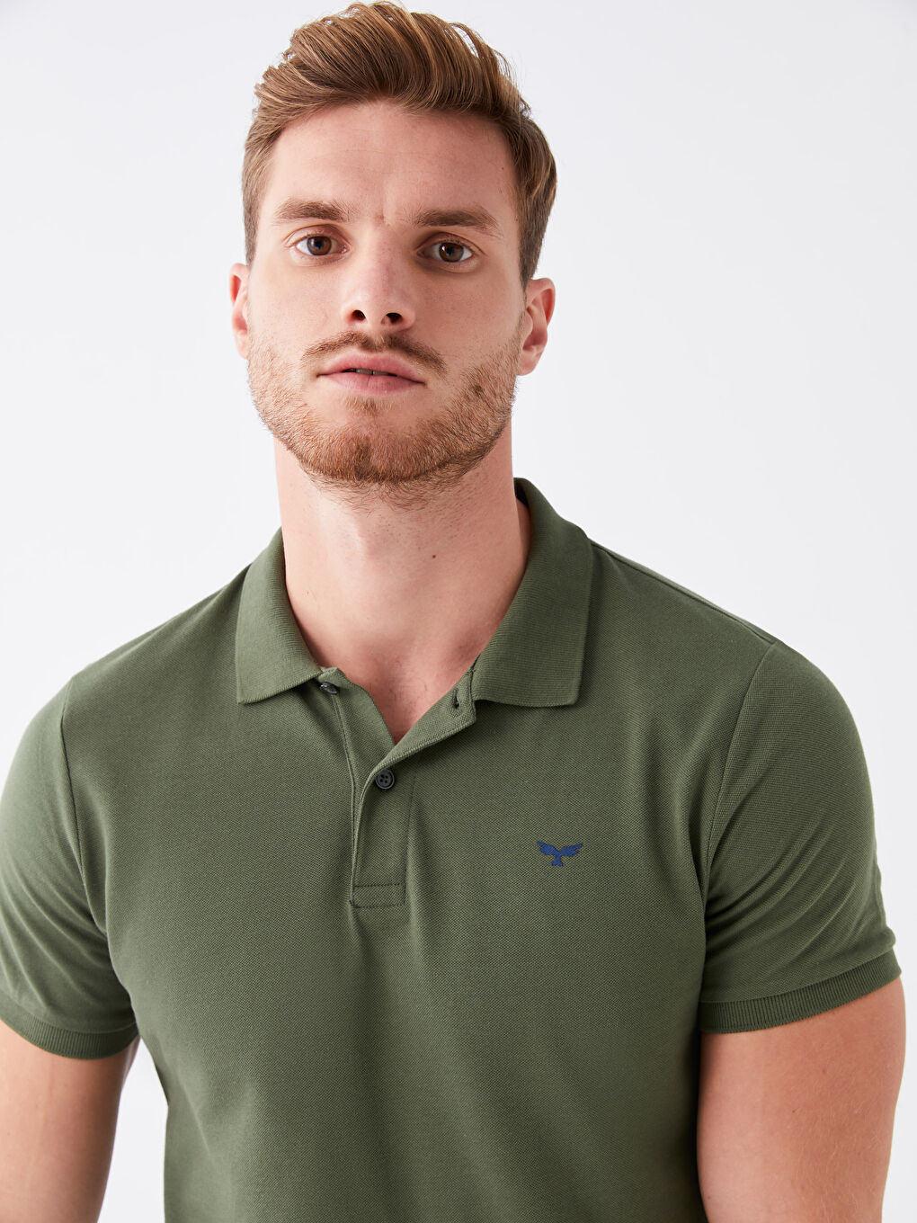 Yeşil Polo Yaka Kısa Kollu Pike Erkek Tişört-2