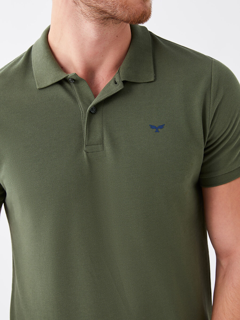 Yeşil Polo Yaka Kısa Kollu Pike Erkek Tişört-3