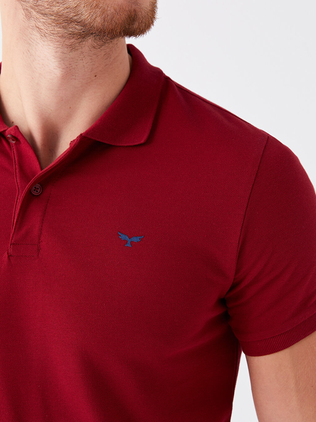 Bordo Polo Yaka Kısa Kollu Pike Erkek Tişört-3