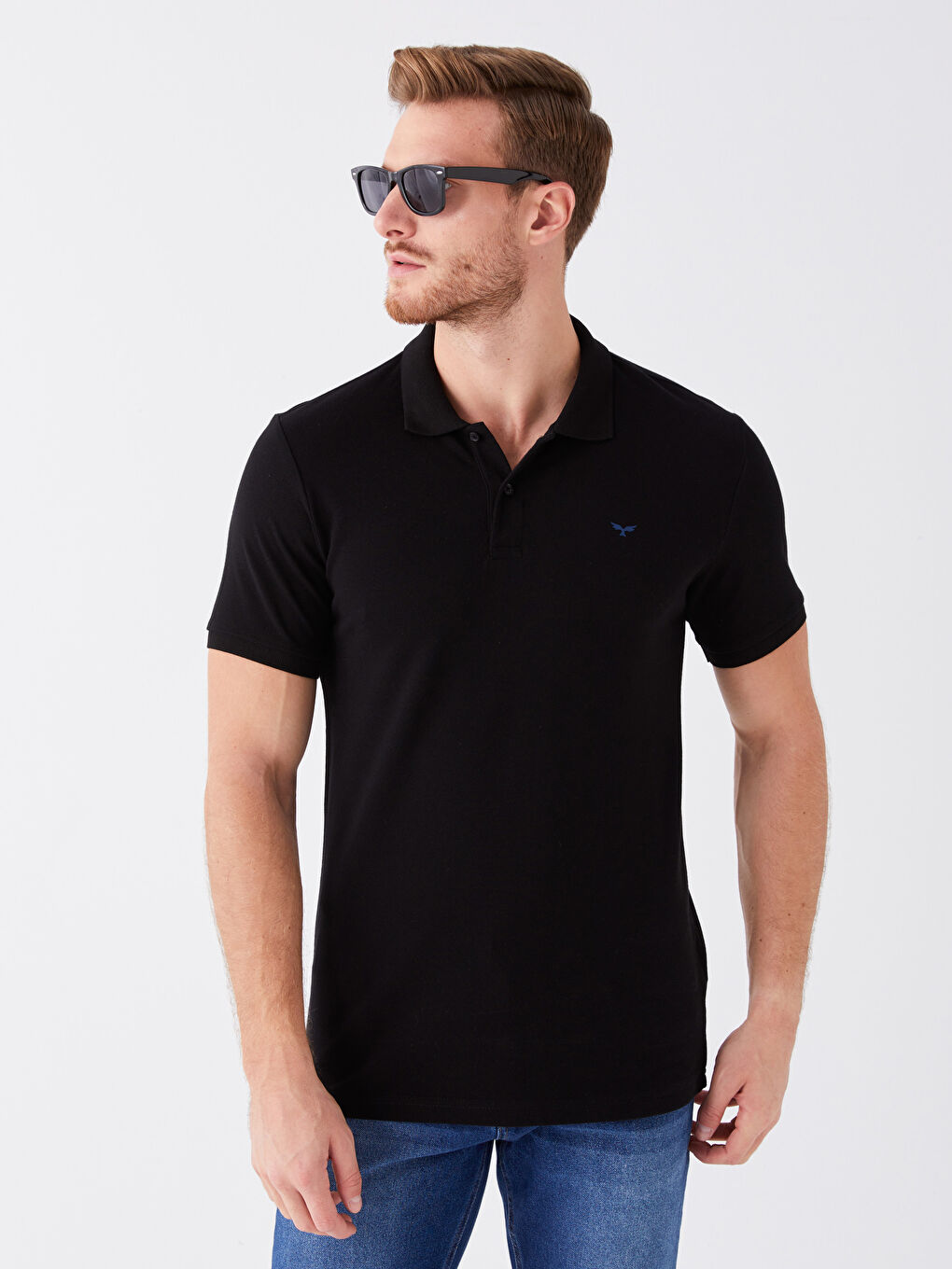 Siyah Polo Yaka Kısa Kollu Pike Erkek Tişört