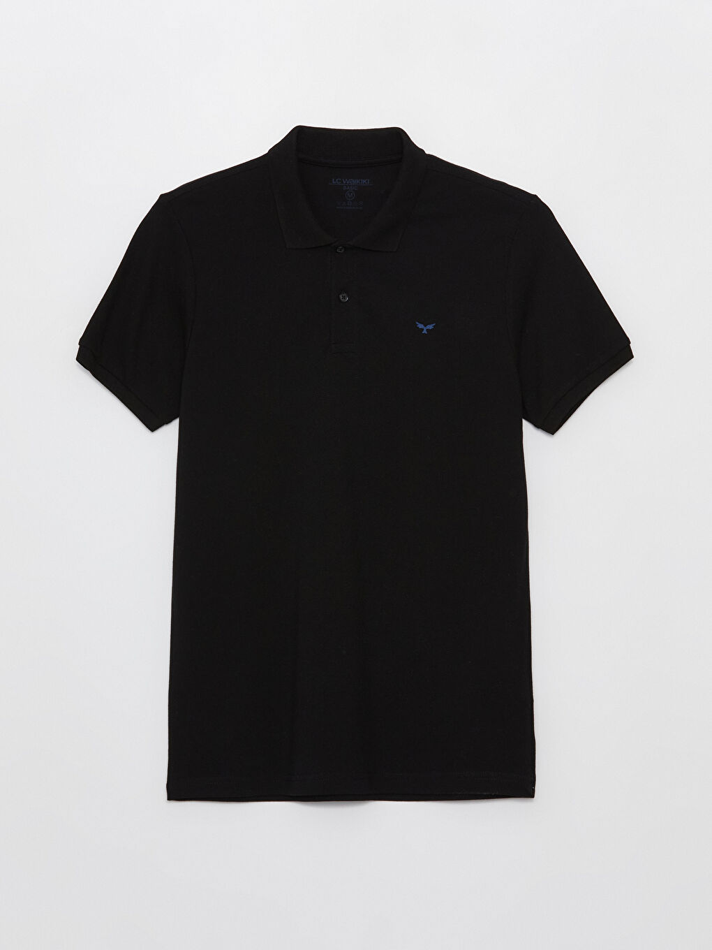 Siyah Polo Yaka Kısa Kollu Pike Erkek Tişört-5