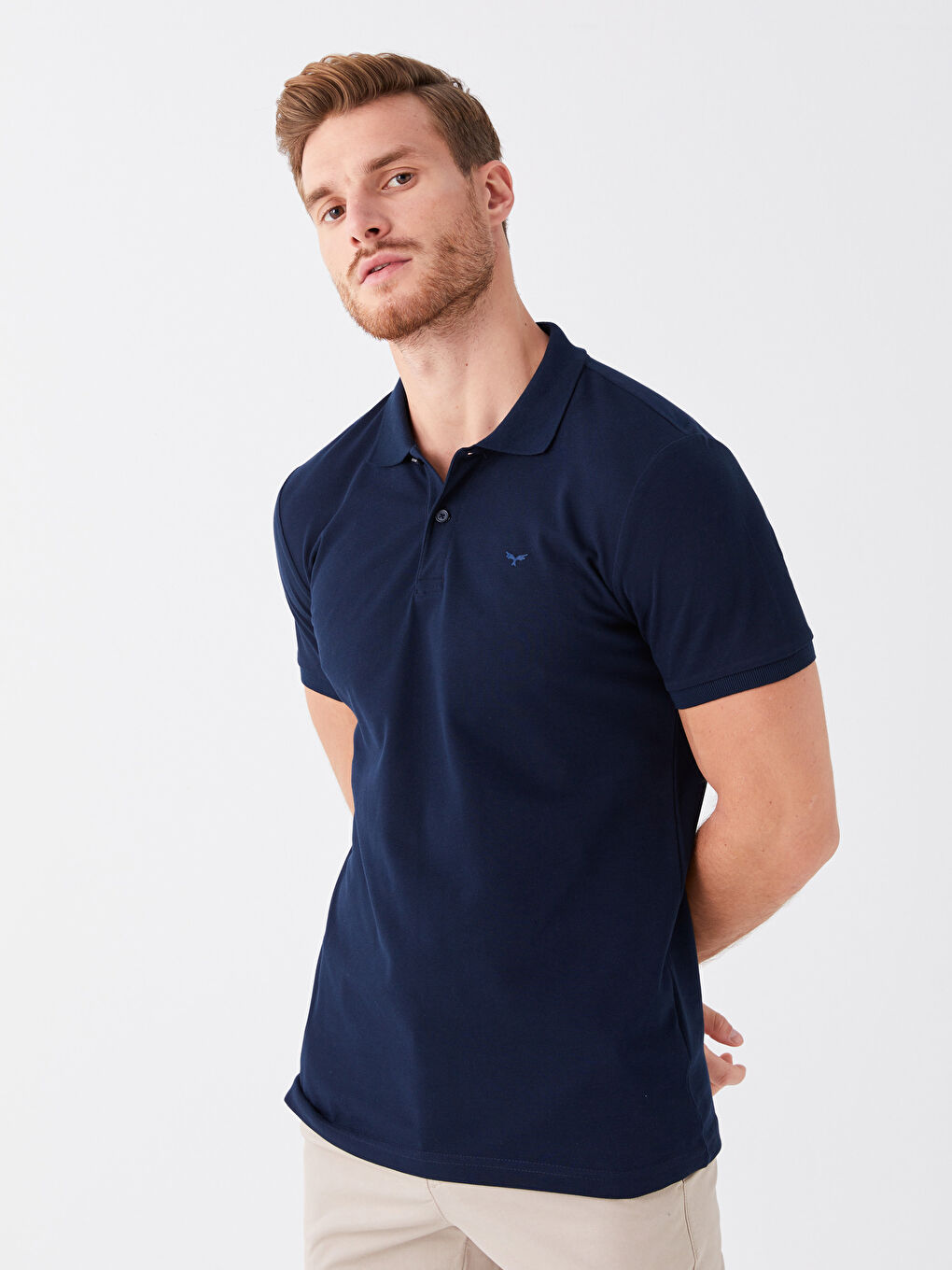 Lacivert Polo Yaka Kısa Kollu Pike Erkek Tişört