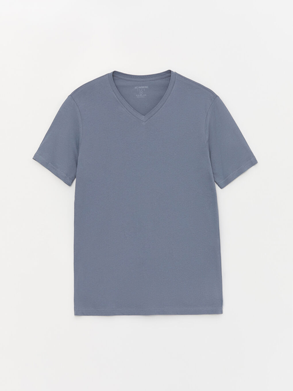 İndigo V Yaka Kısa Kollu Penye Erkek Tişört-5