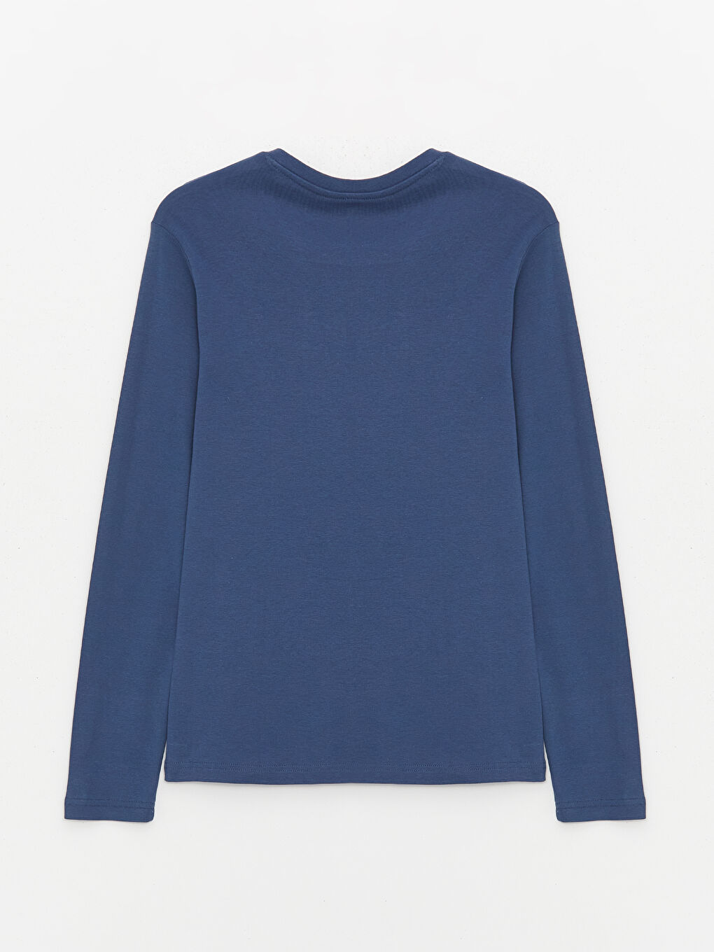 Mavi Bisiklet Yaka Uzun Kollu Penye Erkek Tişört-6