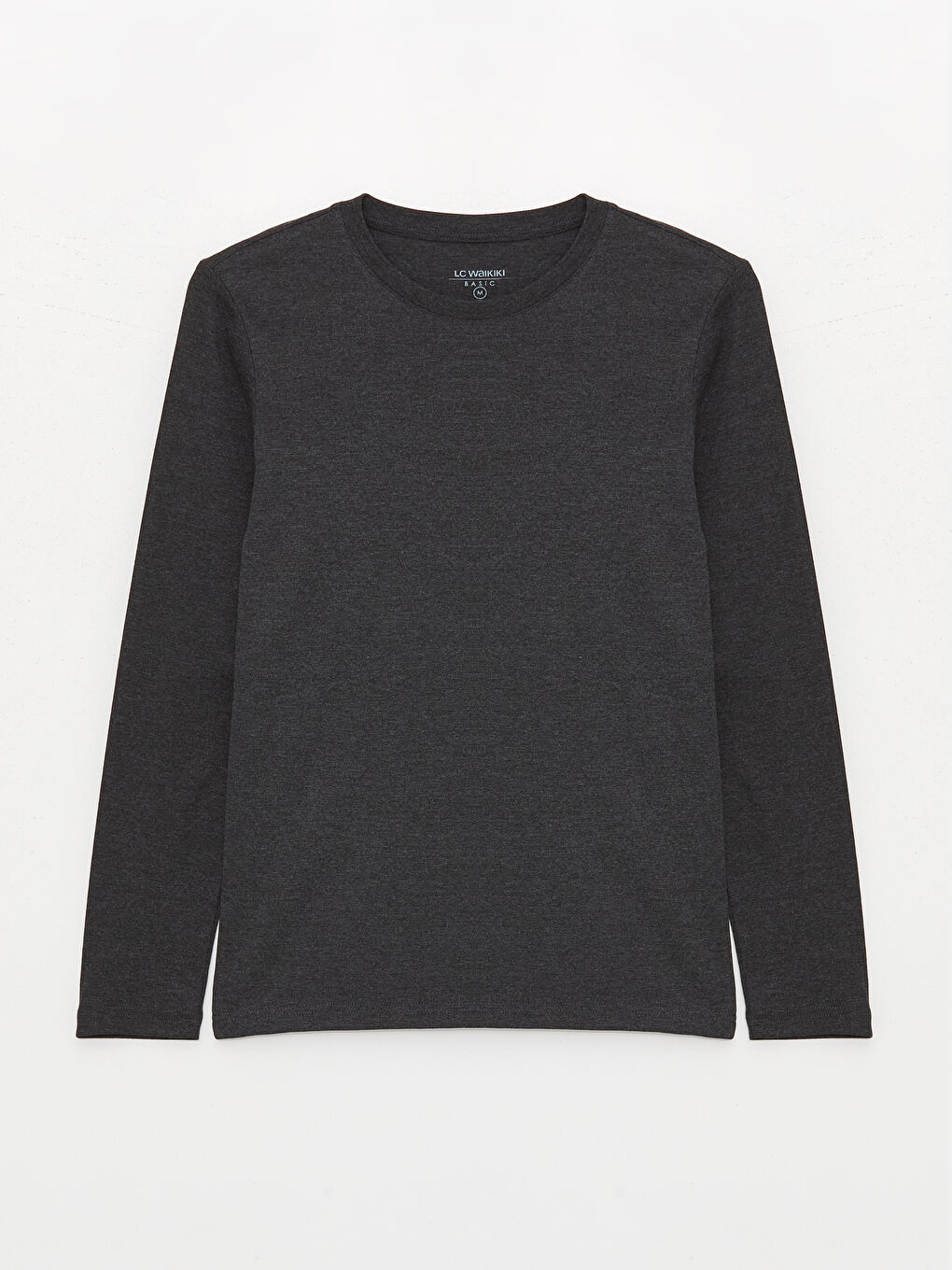 Antrasit Bisiklet Yaka Uzun Kollu Penye Erkek Tişört-5