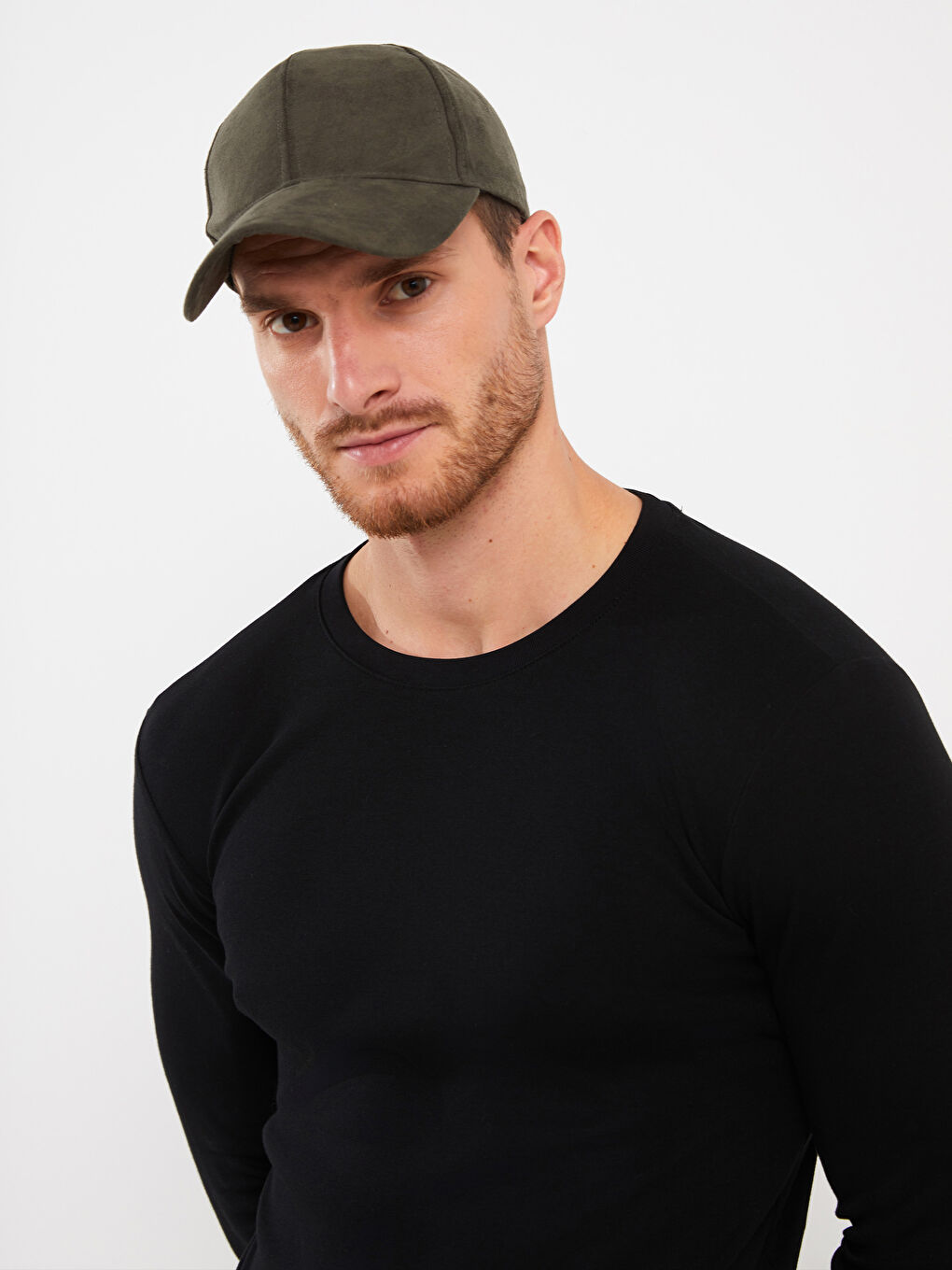 Siyah Bisiklet Yaka Uzun Kollu Penye Erkek Tişört-1