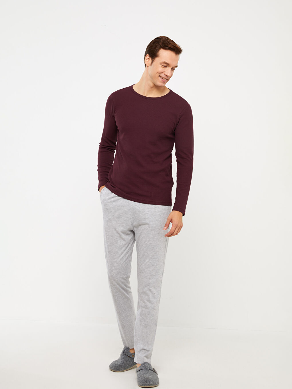Bordo Standart Kalıp Erkek Pijama Takımı