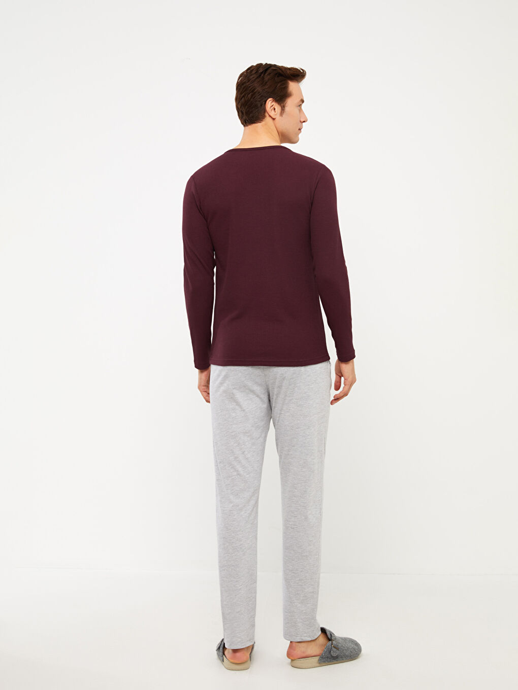 Bordo Standart Kalıp Erkek Pijama Takımı-4