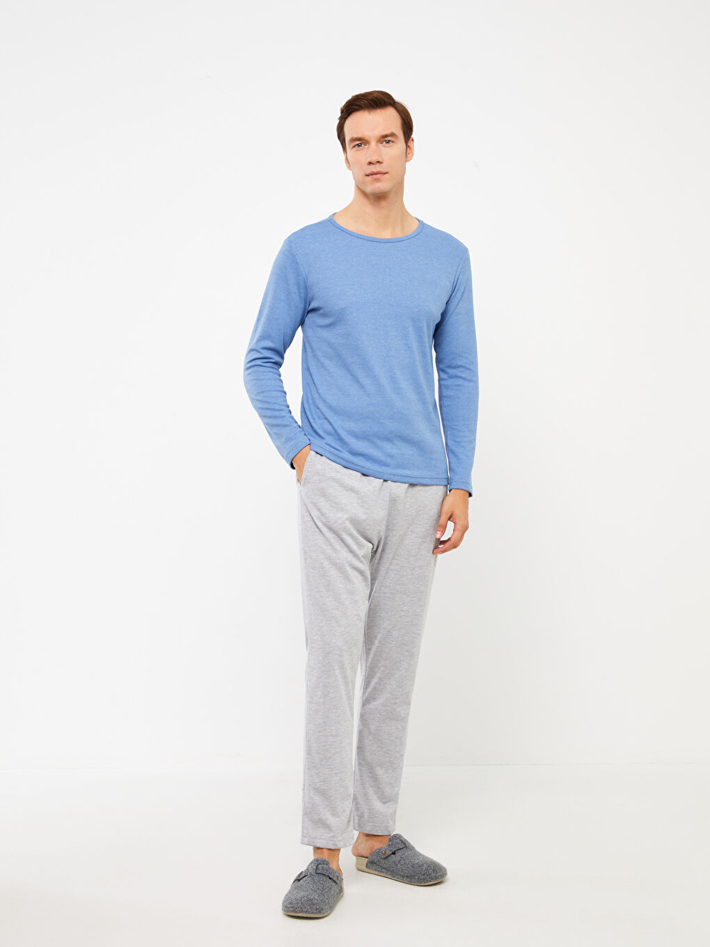 Mavi Standart Kalıp Erkek Pijama Takımı-2