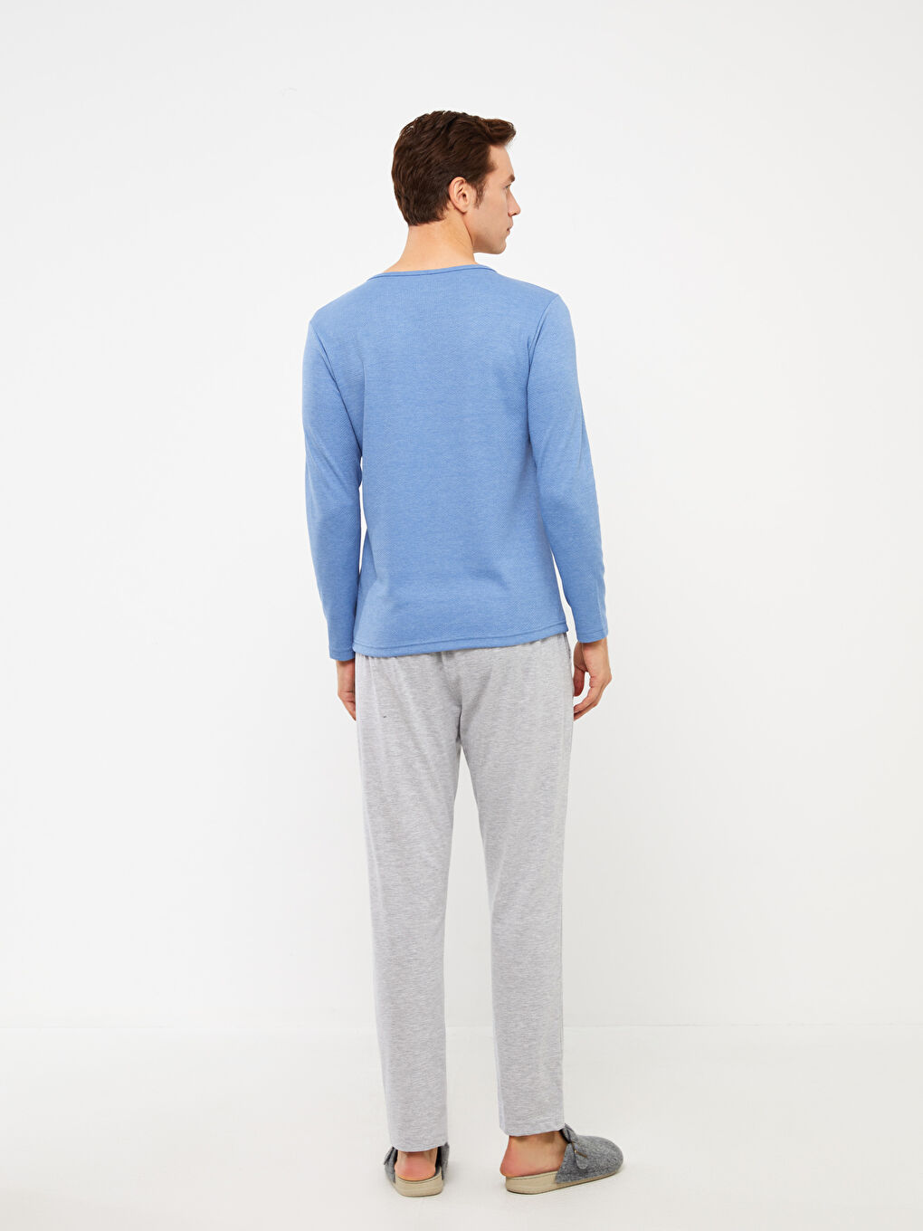 Mavi Standart Kalıp Erkek Pijama Takımı-4