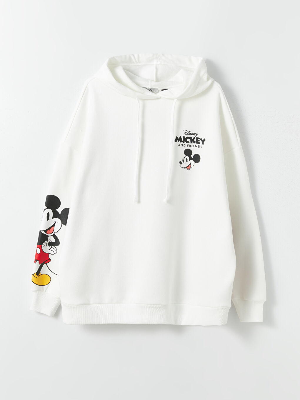 XSIDE Ekru Mickey Mouse Baskılı Oversize Kadın Kalın Hoodie - 5