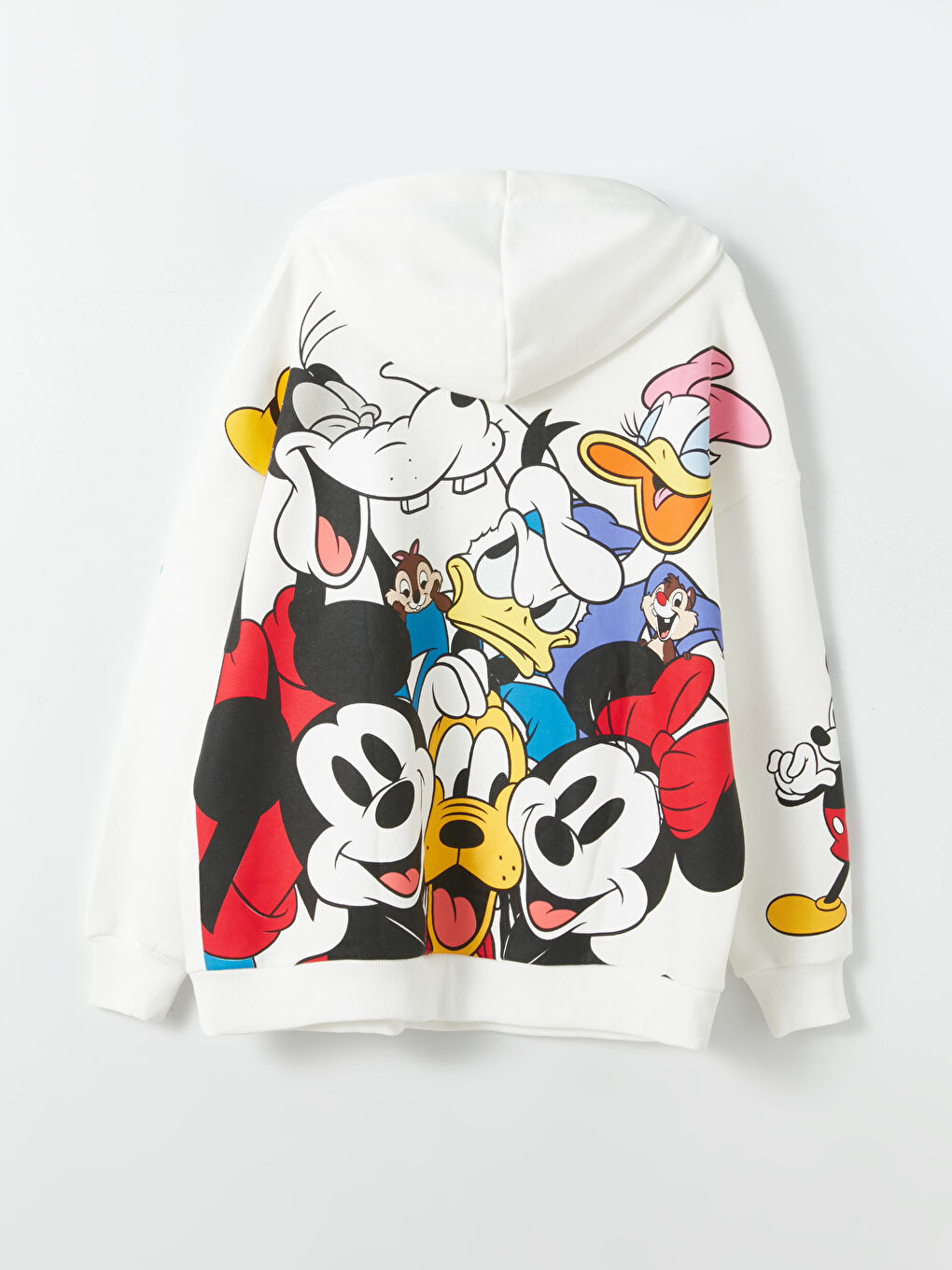 XSIDE Ekru Mickey Mouse Baskılı Oversize Kadın Kalın Hoodie - 6