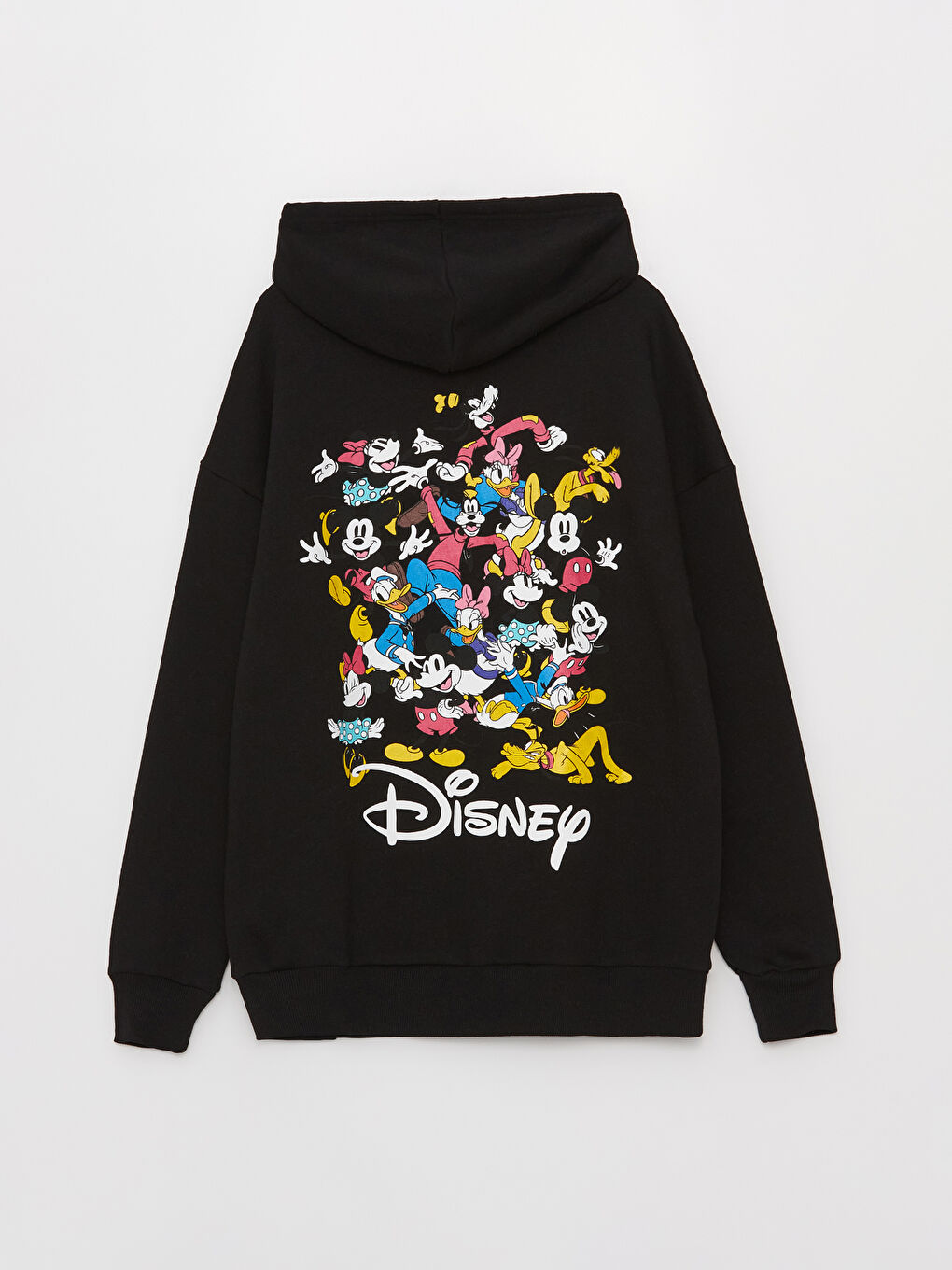 XSIDE Yeni Siyah Mickey ve Arkadaşları Baskılı Oversize Kadın Kalın Hoodie - 6