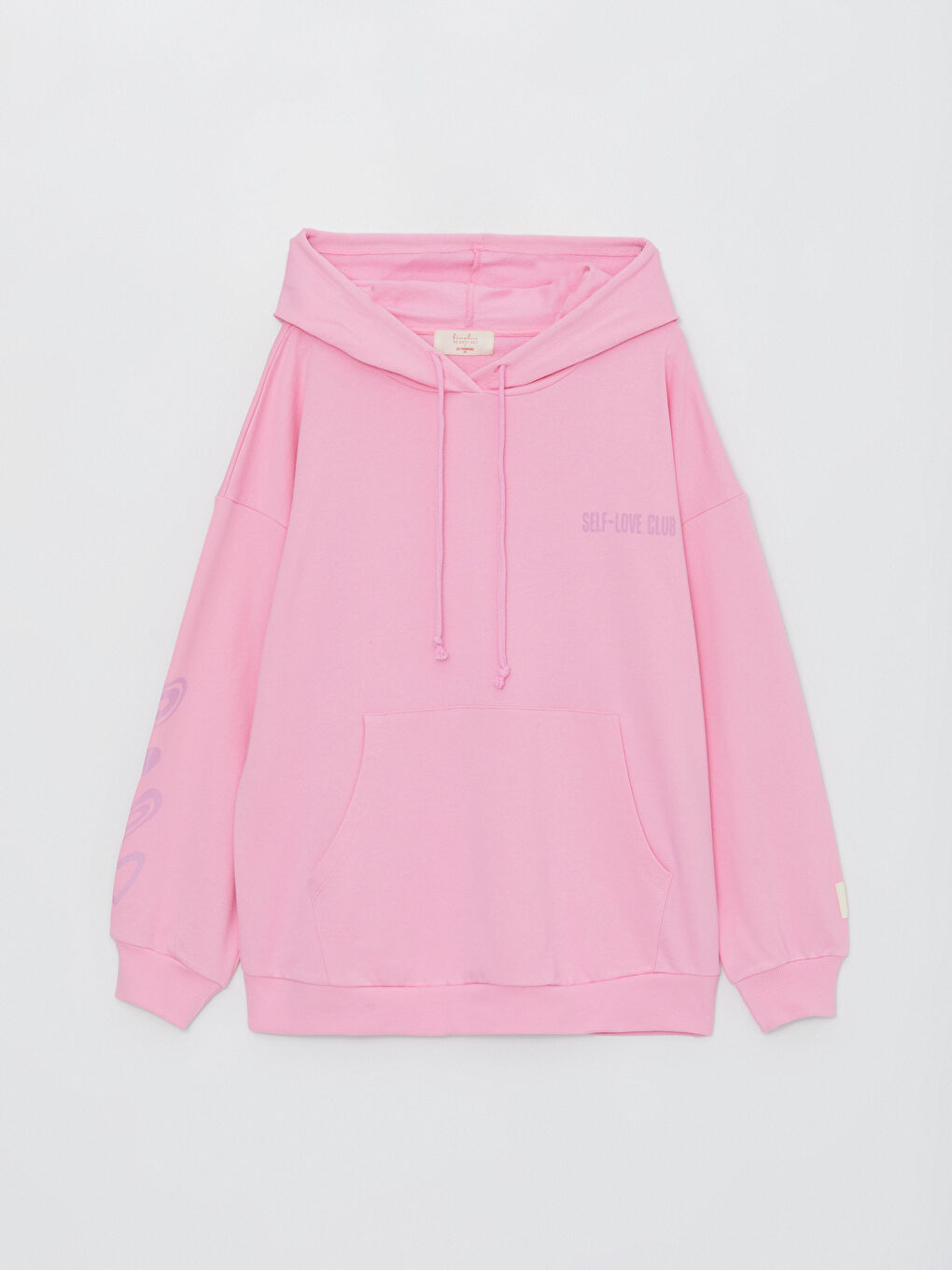 Linalin by Pelin Akil Pembe Leylak Baskılı Uzun Kollu Oversize Kadın Hoodie Anne Kız Kombini - 5