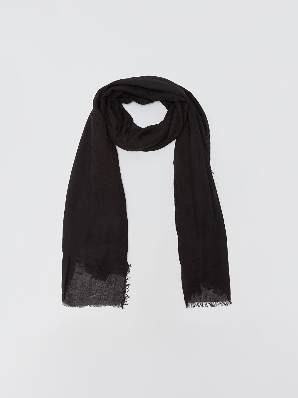 Siyah Desenli Püskül Detaylı Kadın Şal