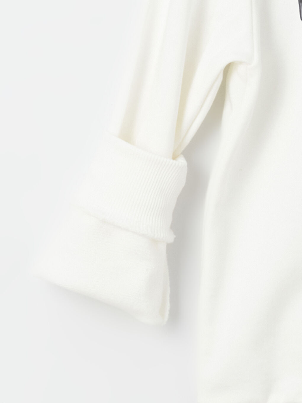 Ekru Bisiklet Yaka Erkek Çocuk Sweatshirt-2