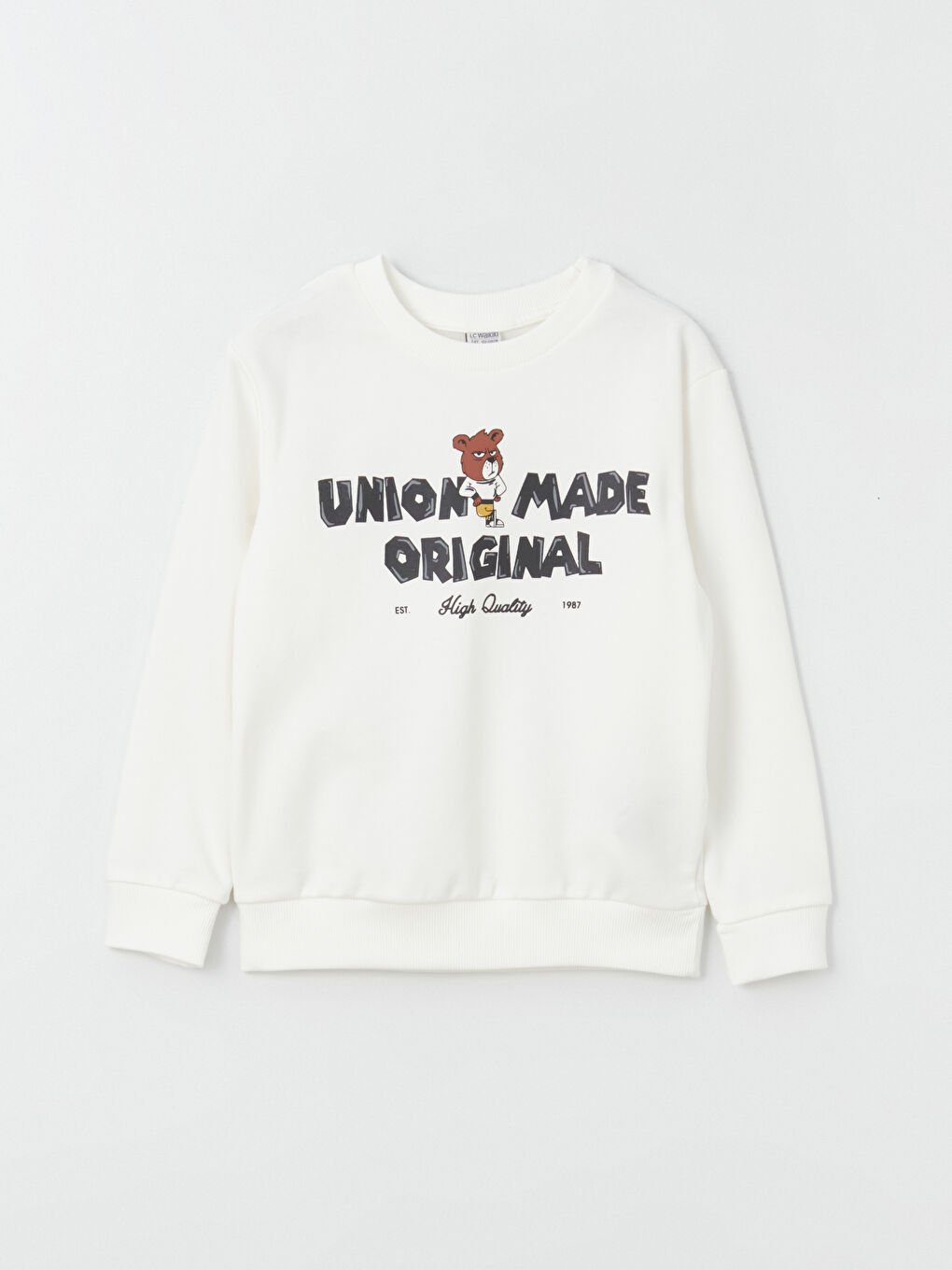 LCW Kids Ekru Bisiklet Yaka Baskılı Uzun Kollu Erkek Çocuk Sweatshirt ve Eşofman Altı - 1