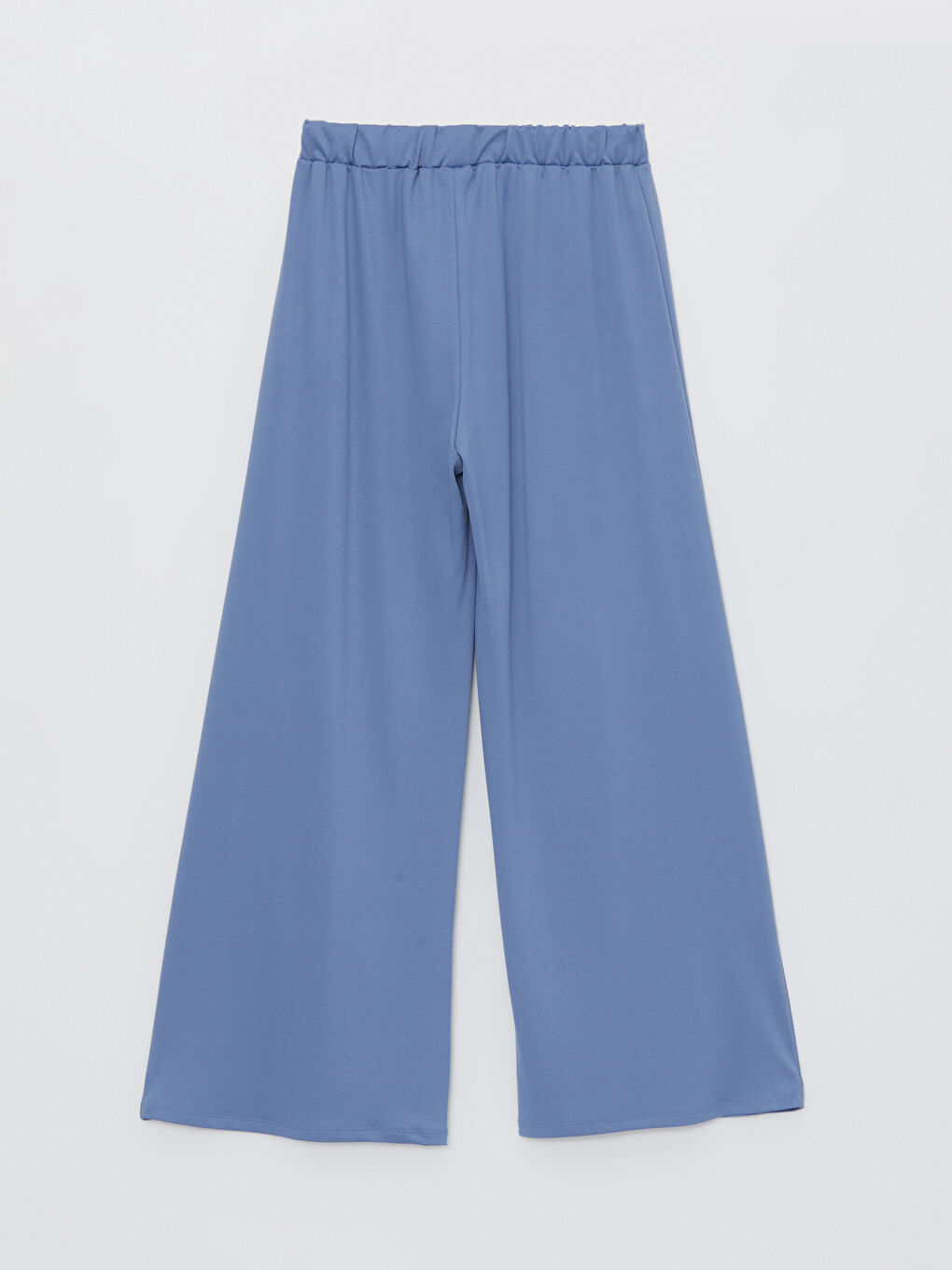 Mavi Beli Lastikli Düz Geniş Paça Kadın Pijama Altı-6