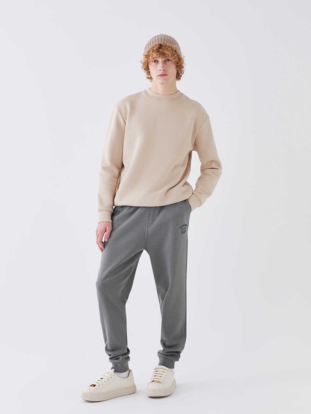 Haki Standart Kalıp Erkek Kalın Jogger Eşofman Altı-1