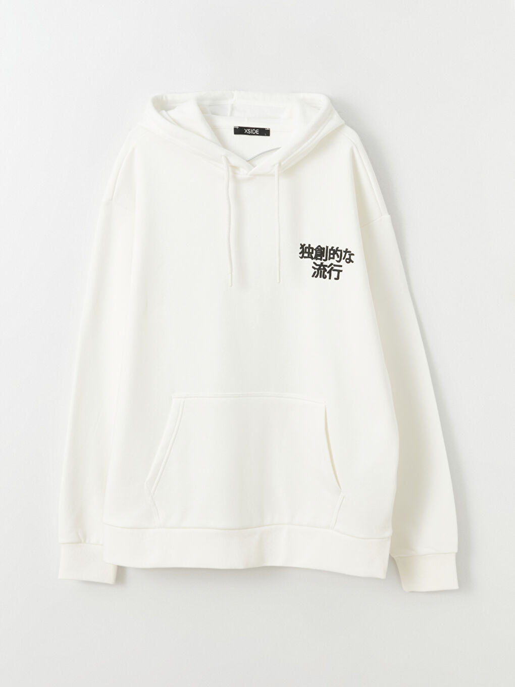 XSIDE Kırık Beyaz Uzun Kollu Baskılı Erkek Hoodie - 5