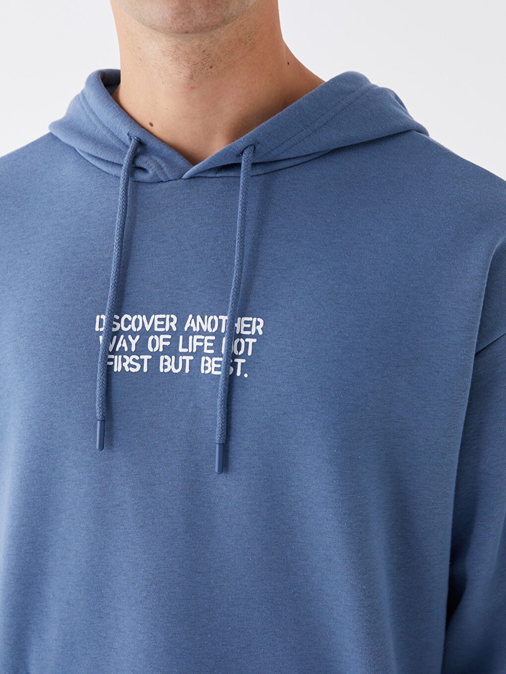 XSIDE Mavi Uzun Kollu Baskılı Erkek Hoodie - 3