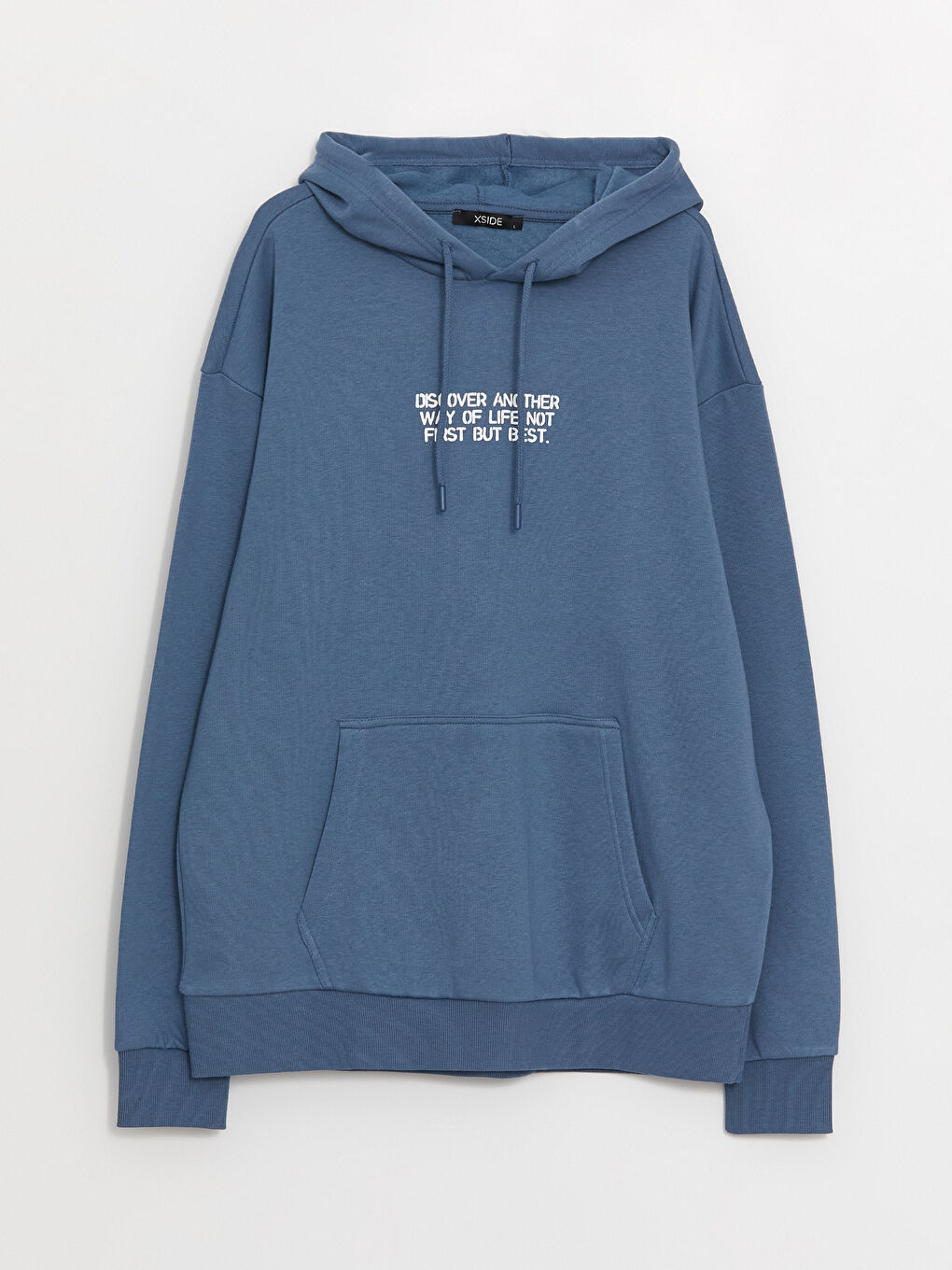 XSIDE Mavi Uzun Kollu Baskılı Erkek Hoodie - 5