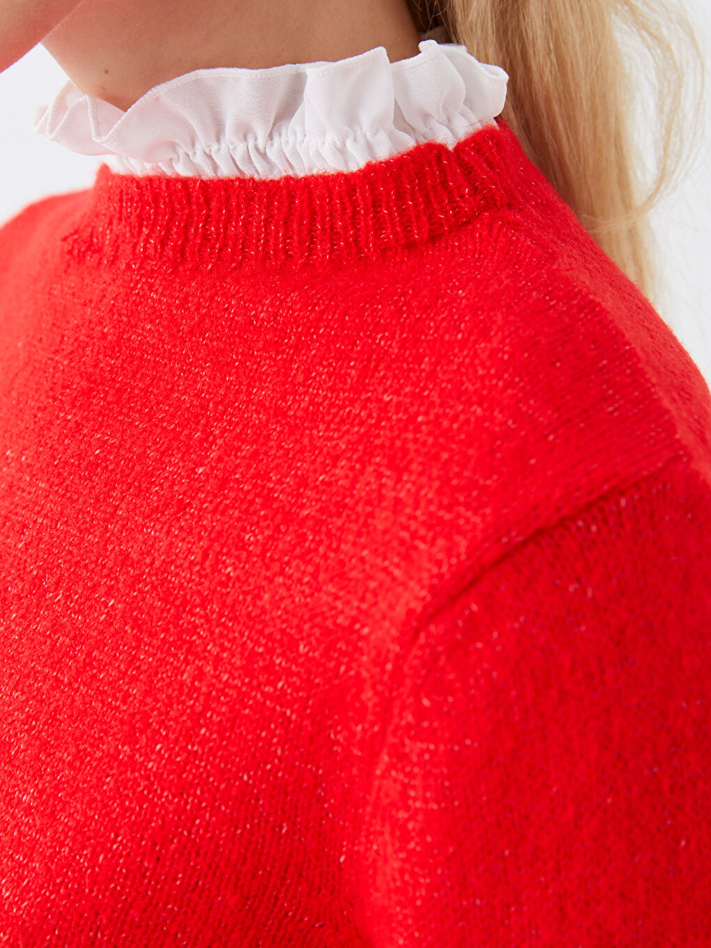 Crew Neck Plain Long Sleeve Women's Knitwear Sweater-3