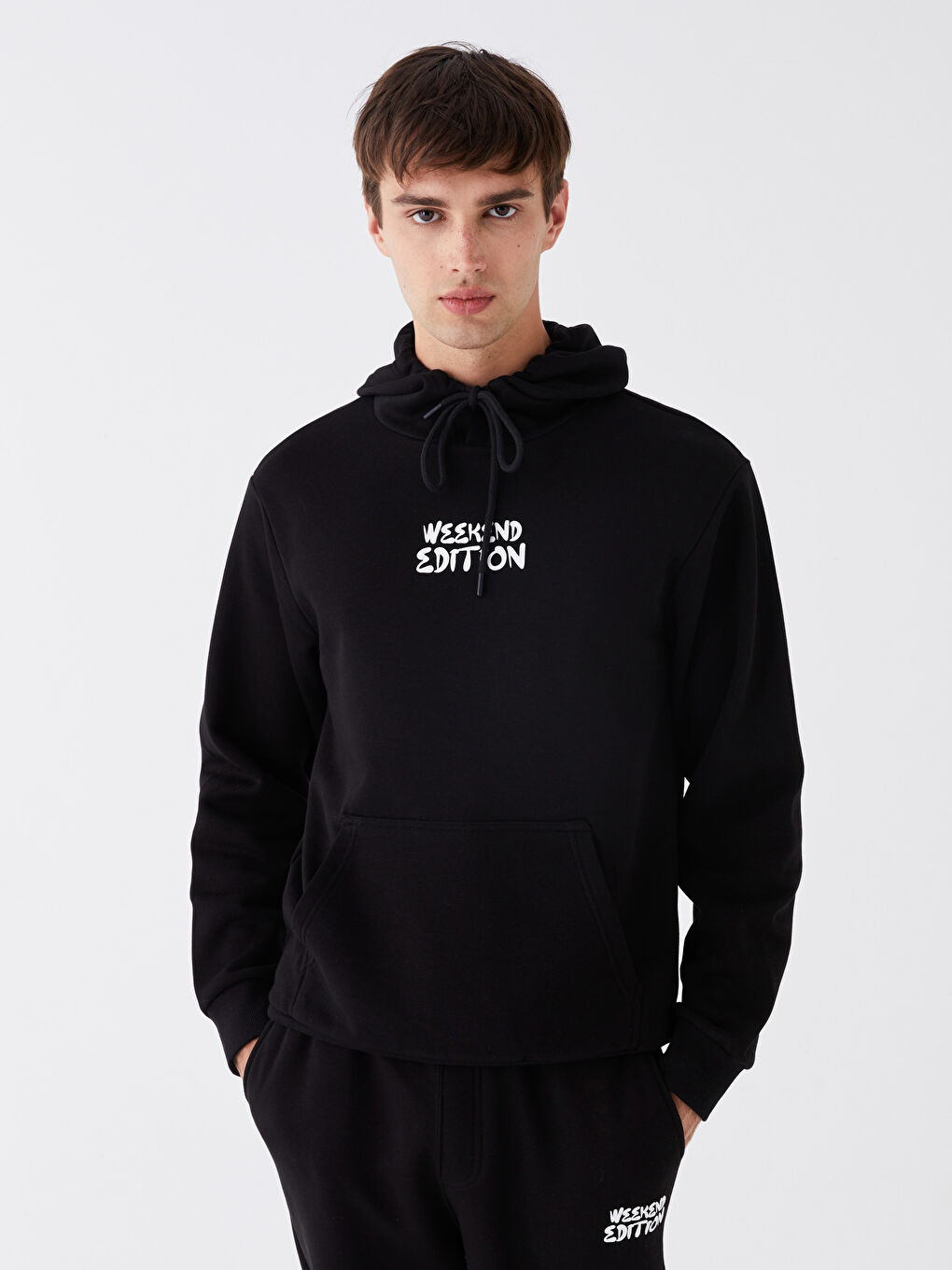 XSIDE Siyah Uzun Kollu Baskılı Erkek Hoodie