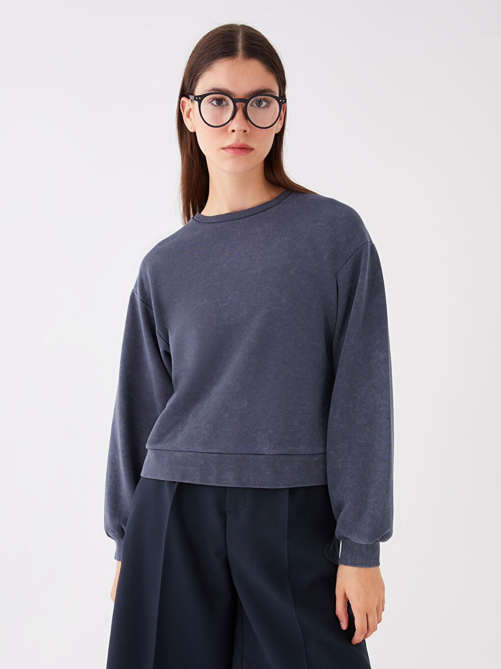 XSIDE Karbon Bisiklet Yaka Oversize Kadın Sweatshirt - 1