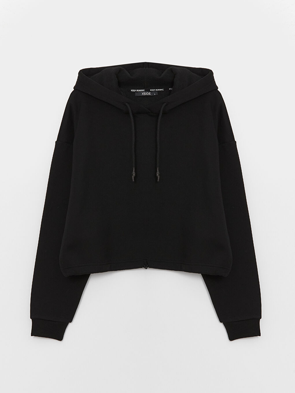 XSIDE Yeni Siyah Düz Oversize Kadın Kalın Hoodie - 5