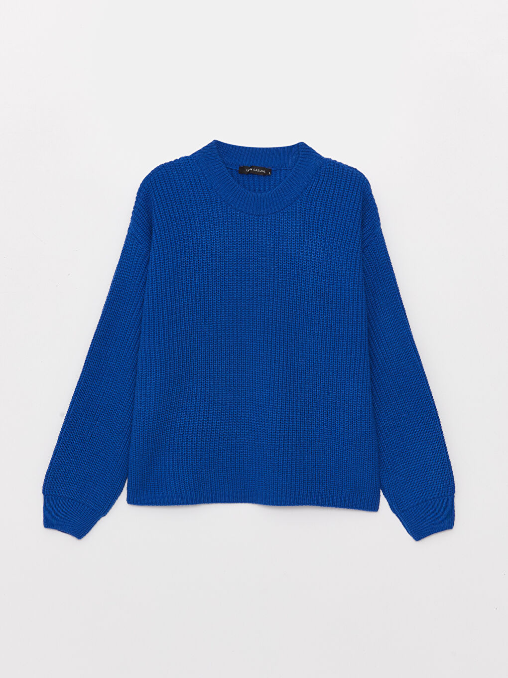 Lacivert Bisiklet Yaka Oversize Kadın Triko Kazak-5