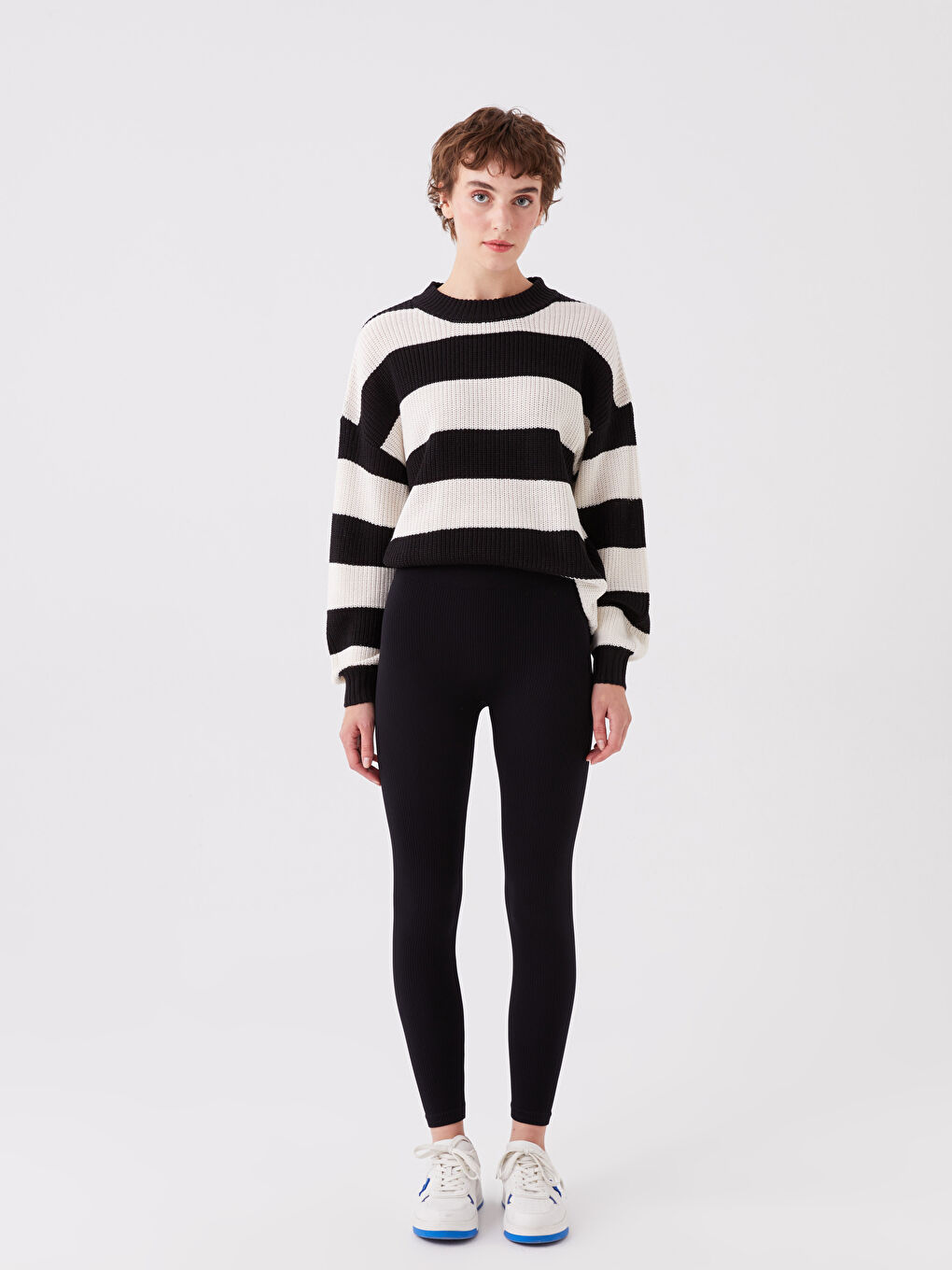 Elasticated Waist Plain Seamless Women's Leggings-1
