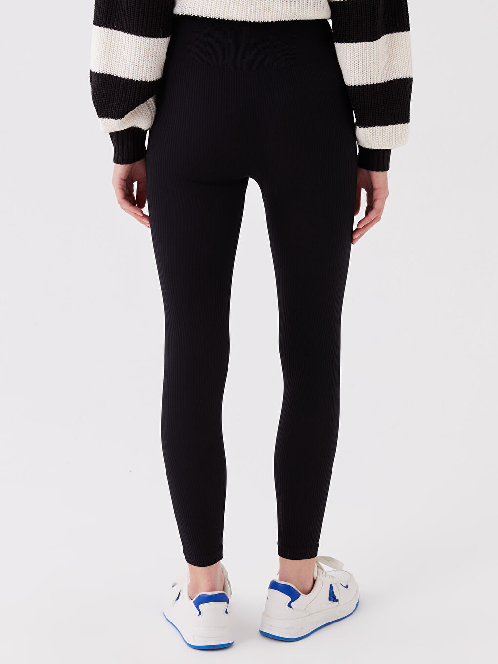 Elasticated Waist Plain Seamless Women's Leggings-4