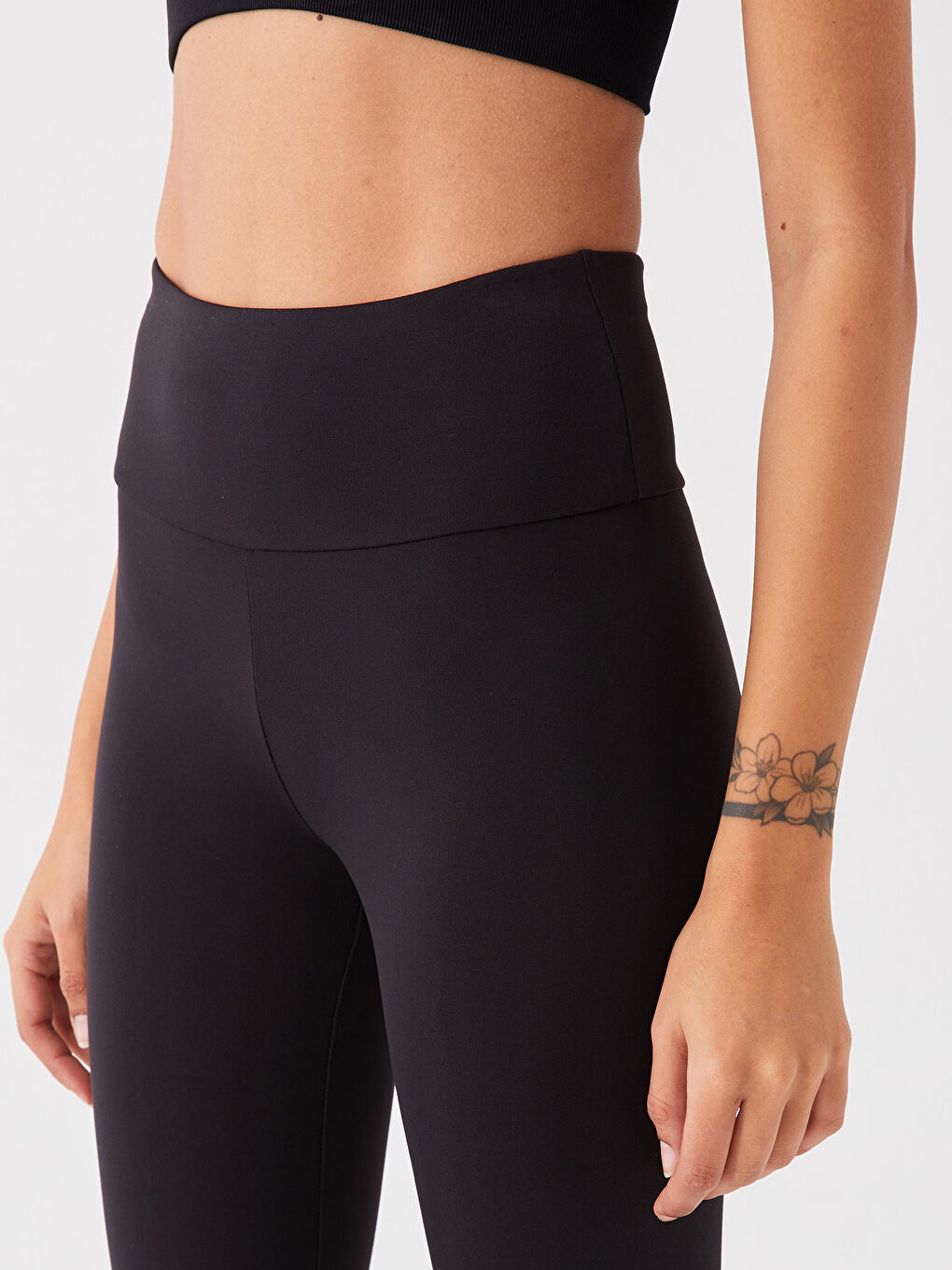 Elasticated Waist Plain Interlock Women's Leggings-2