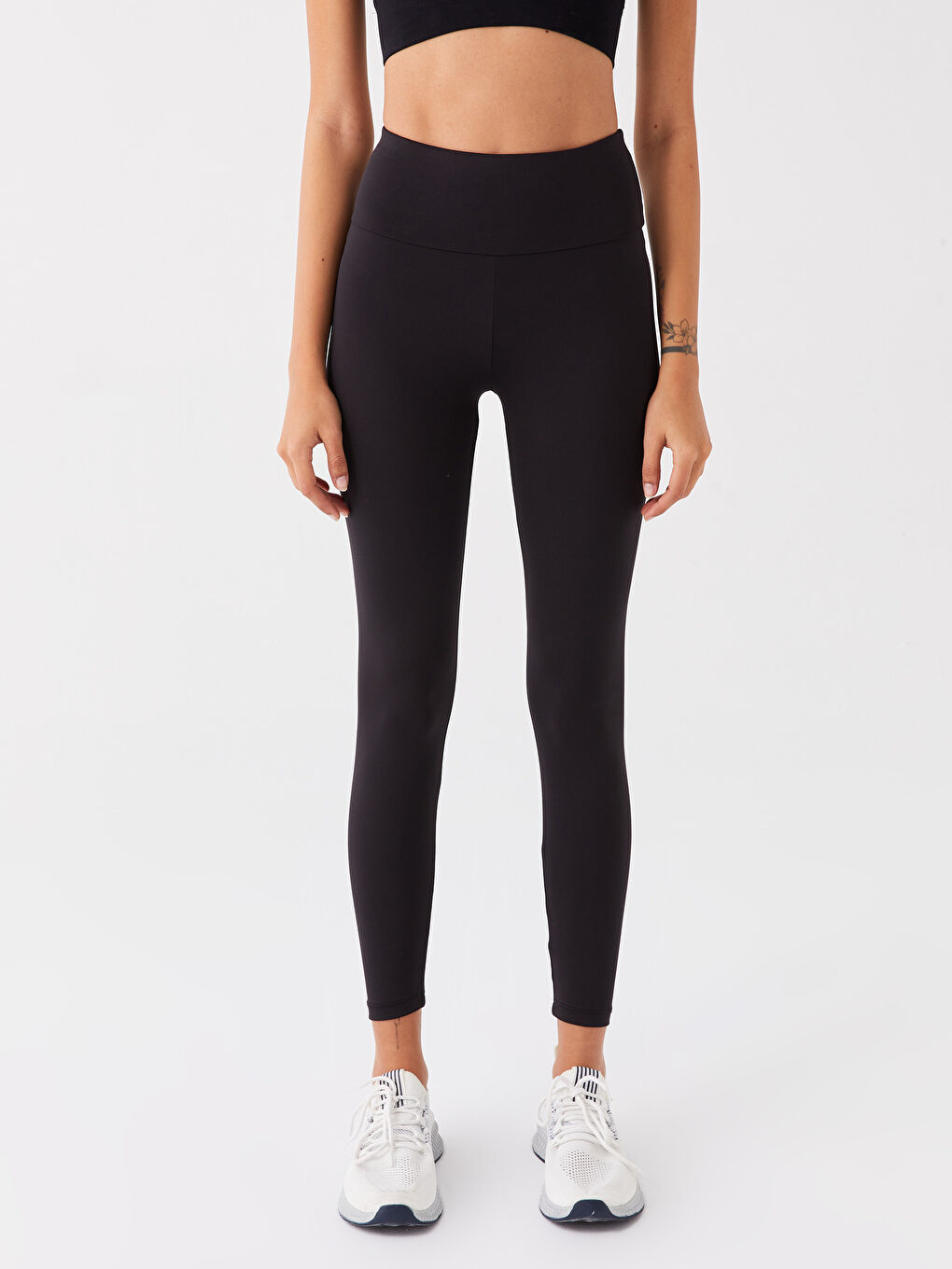 Elasticated Waist Plain Interlock Women's Leggings-3
