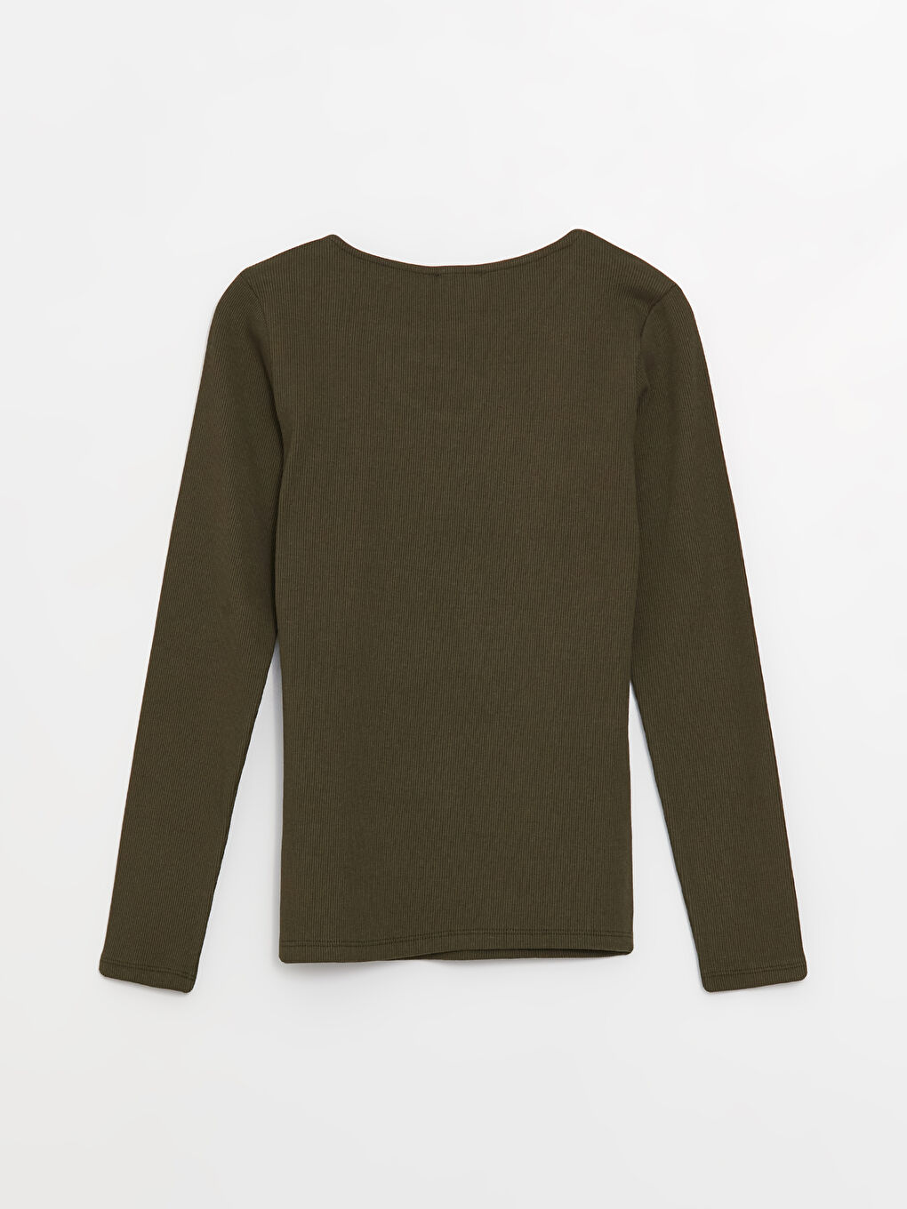 Yeşil Bisiklet Yaka Pencere Detaylı Uzun Kollu Kadın Tişört-6